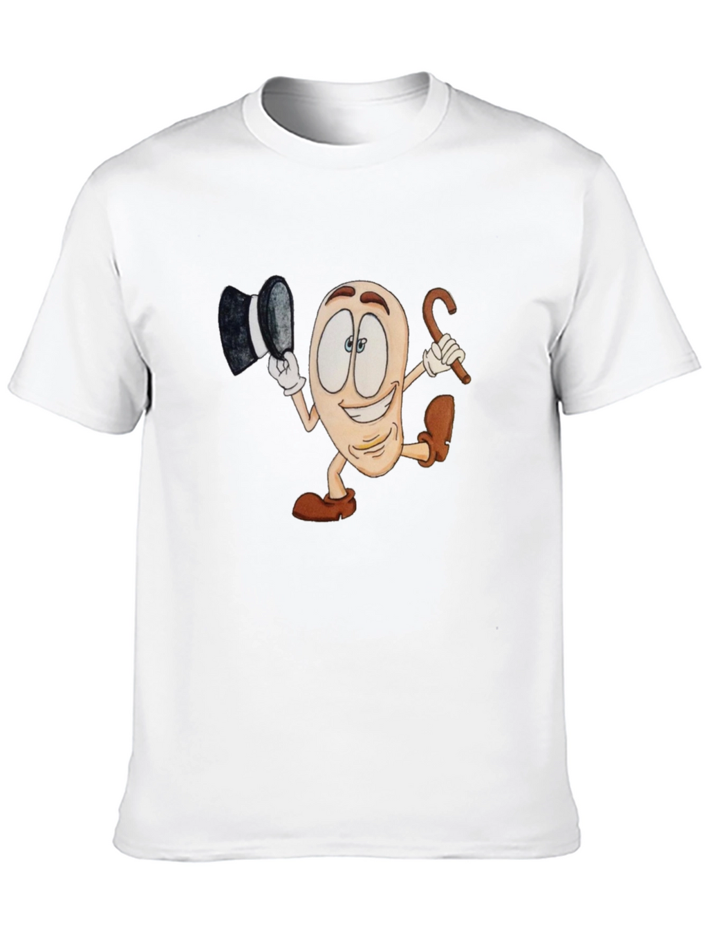 Cartoon Bean Character Black T-Shirt
