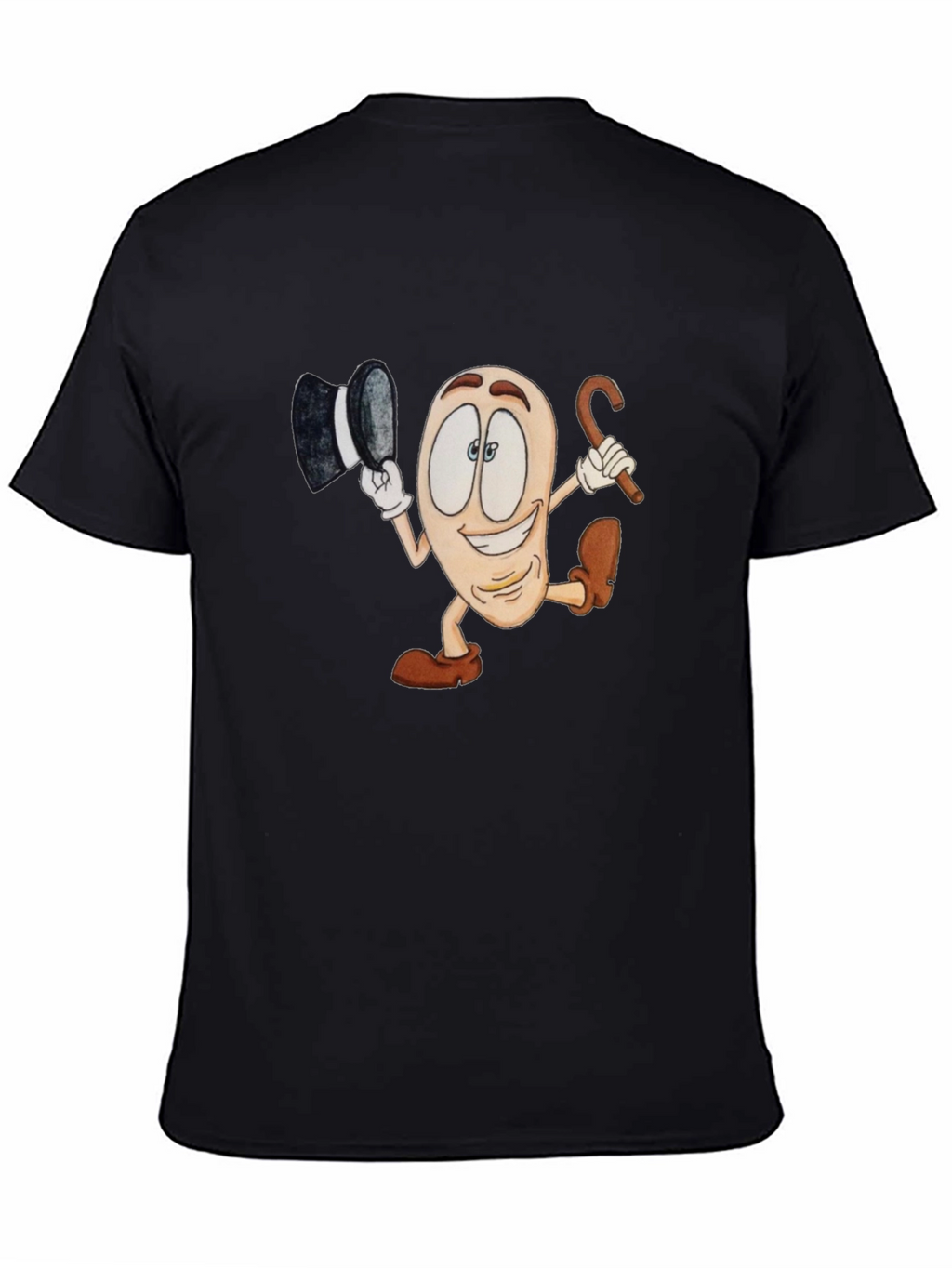 Cartoon Bean Character Black T-Shirt