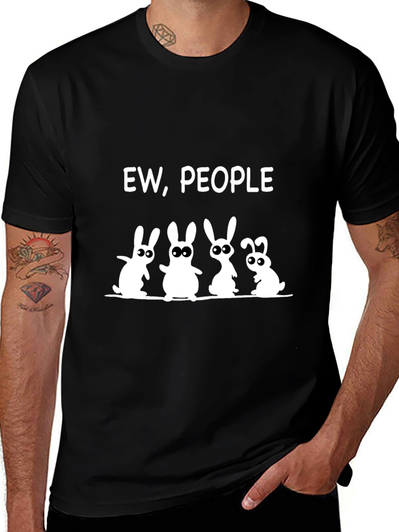 Ew People Graphic Tee - Funny Anti-Social Rabbit Design
