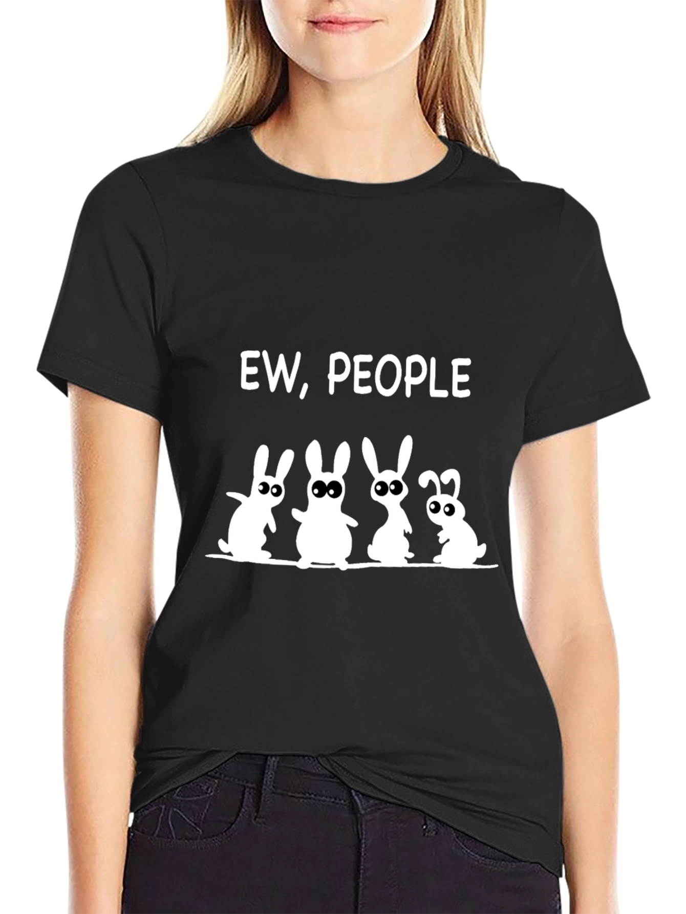 Ew People Graphic Tee - Funny Anti-Social Rabbit Design