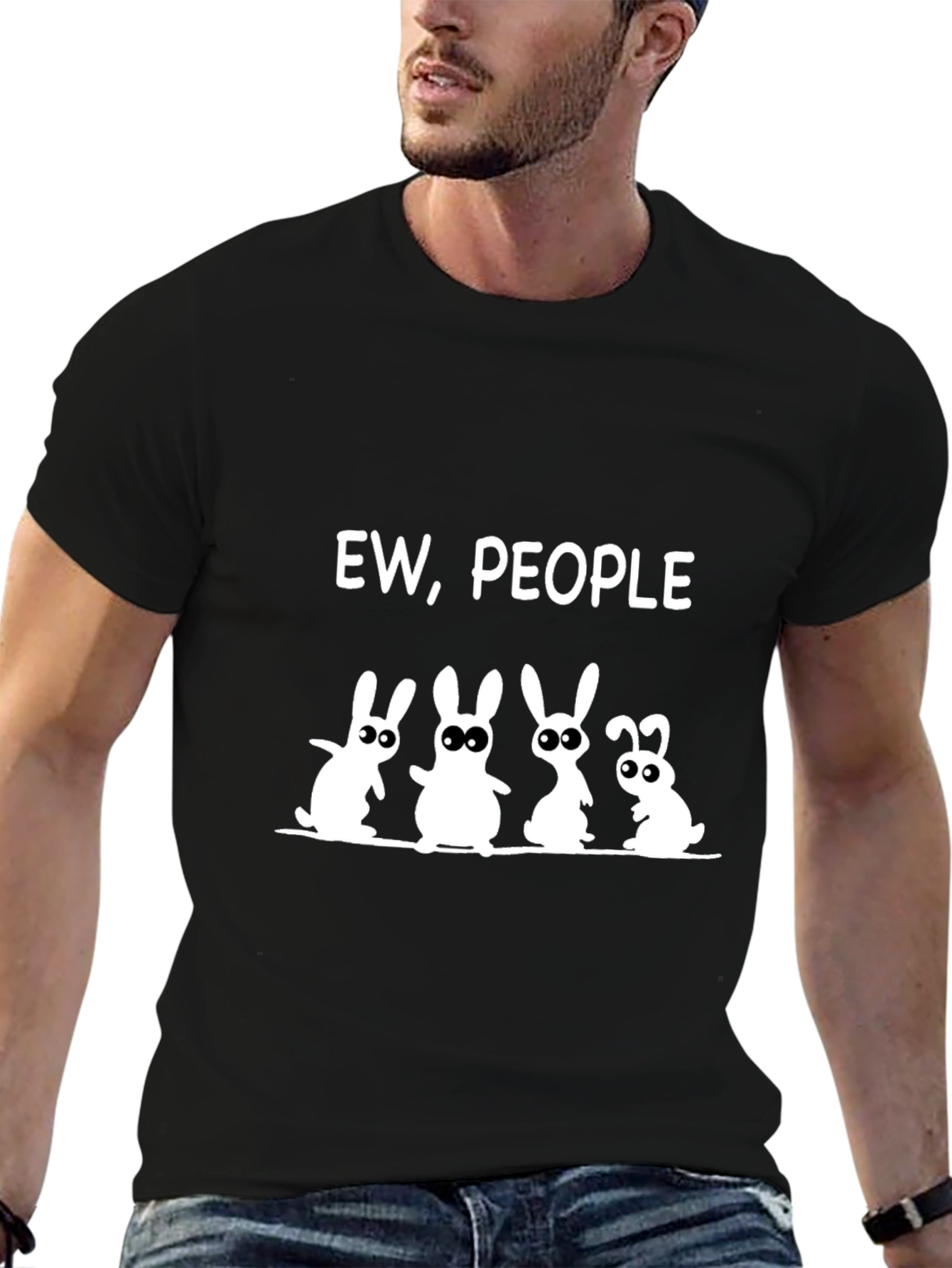 Ew People Graphic Tee - Funny Anti-Social Rabbit Design
