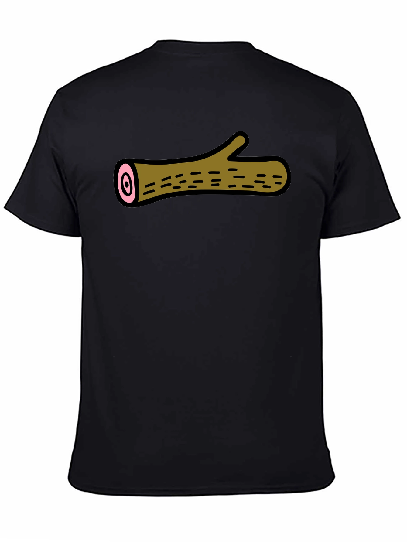 Funny Log Graphic Tee - Black Cotton T-Shirt