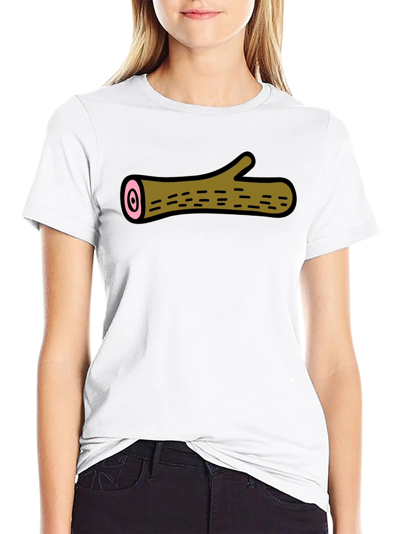 Funny Log Graphic Tee - Black Cotton T-Shirt