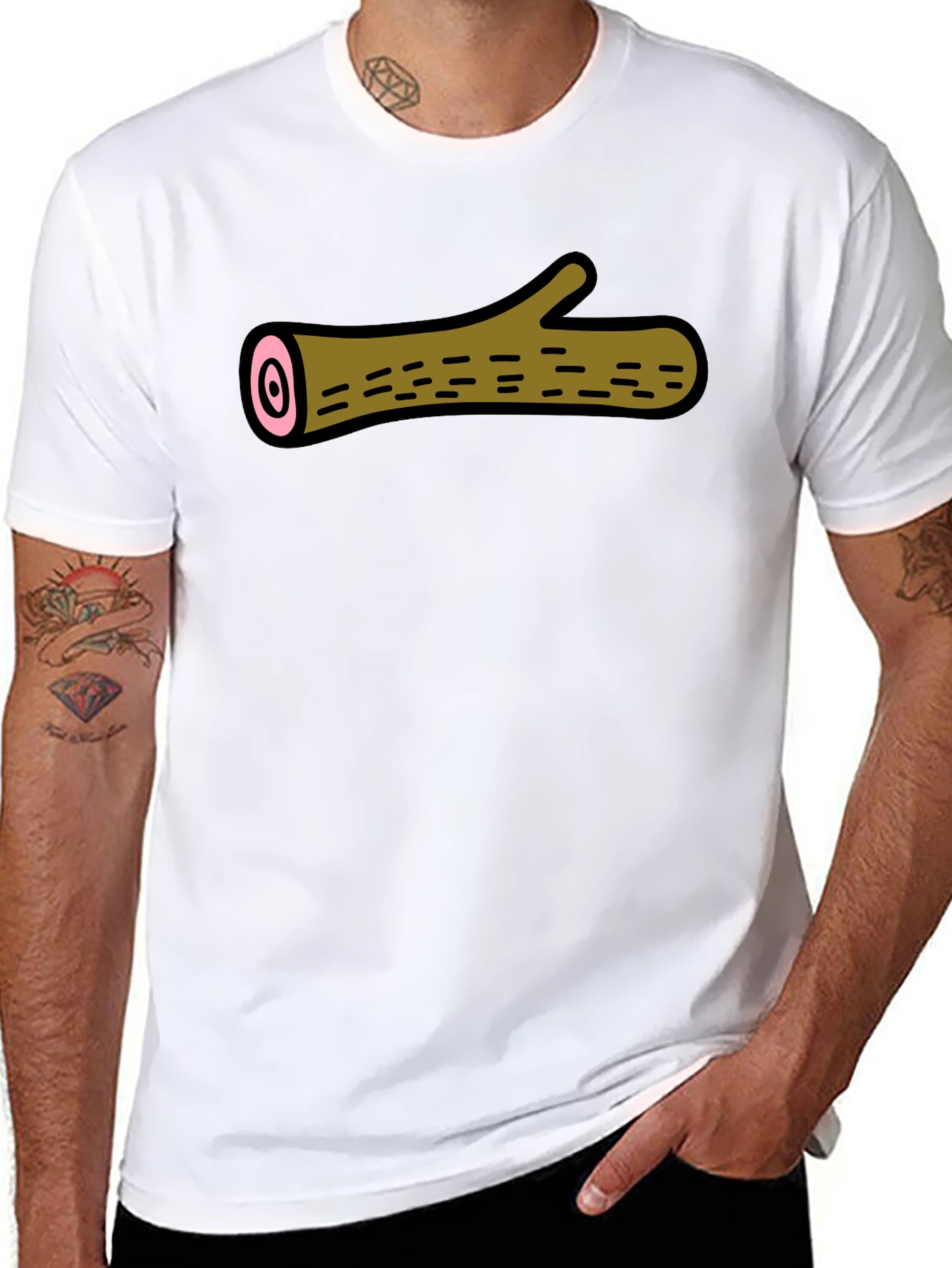 Funny Log Graphic Tee - Black Cotton T-Shirt