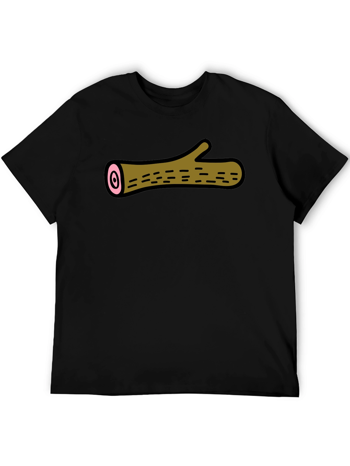 Funny Log Graphic Tee - Black Cotton T-Shirt