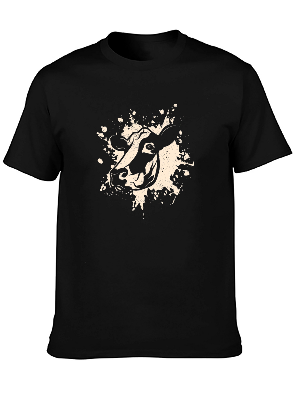 Black T-Shirt with Cow Graphic