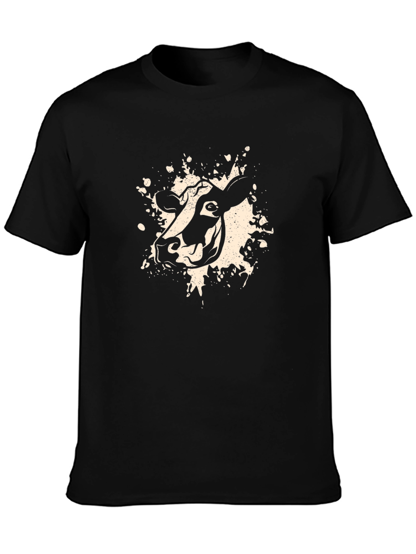 Black T-Shirt with Cow Graphic