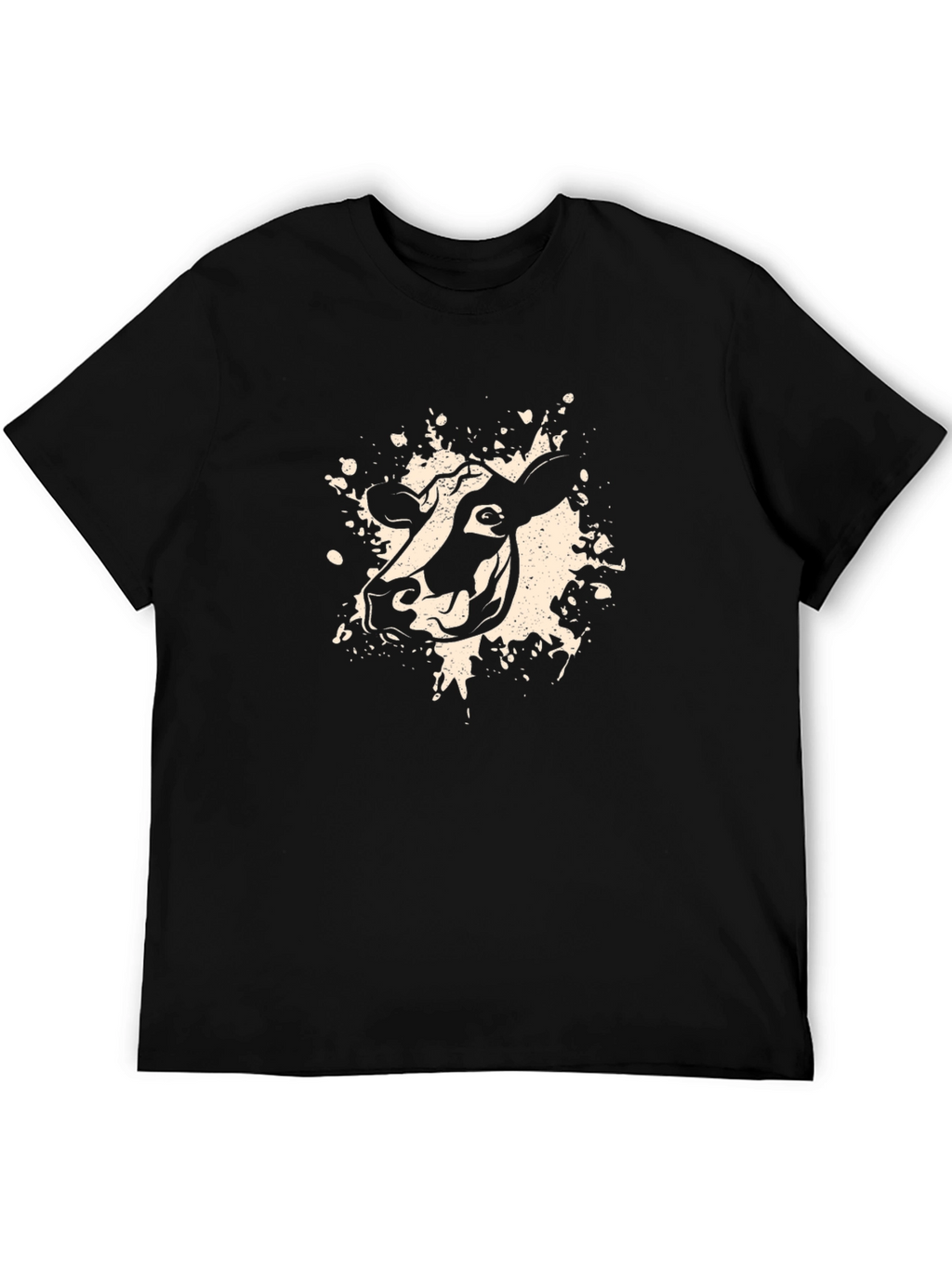 Black T-Shirt with Cow Graphic