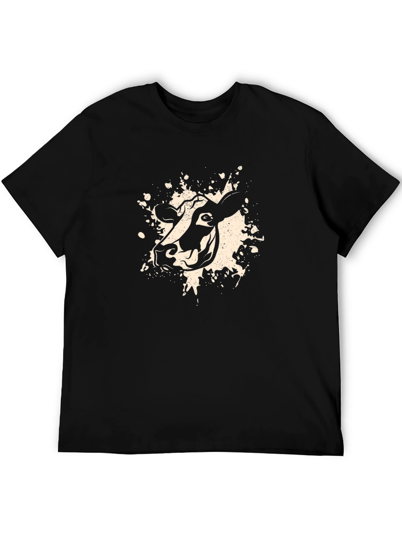 Black T-Shirt with Cow Graphic