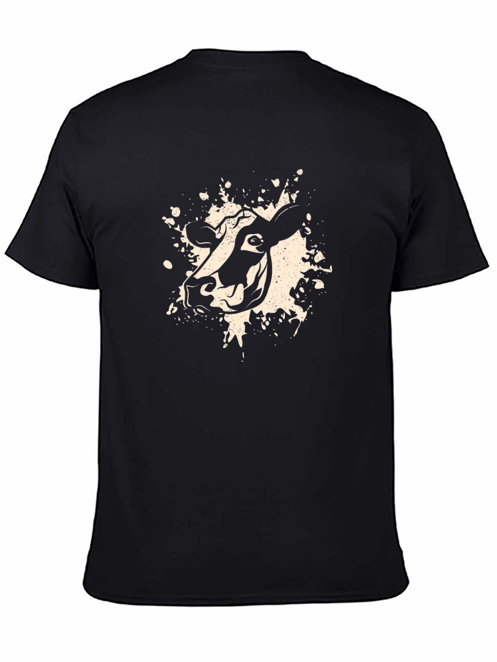 Black T-Shirt with Cow Graphic