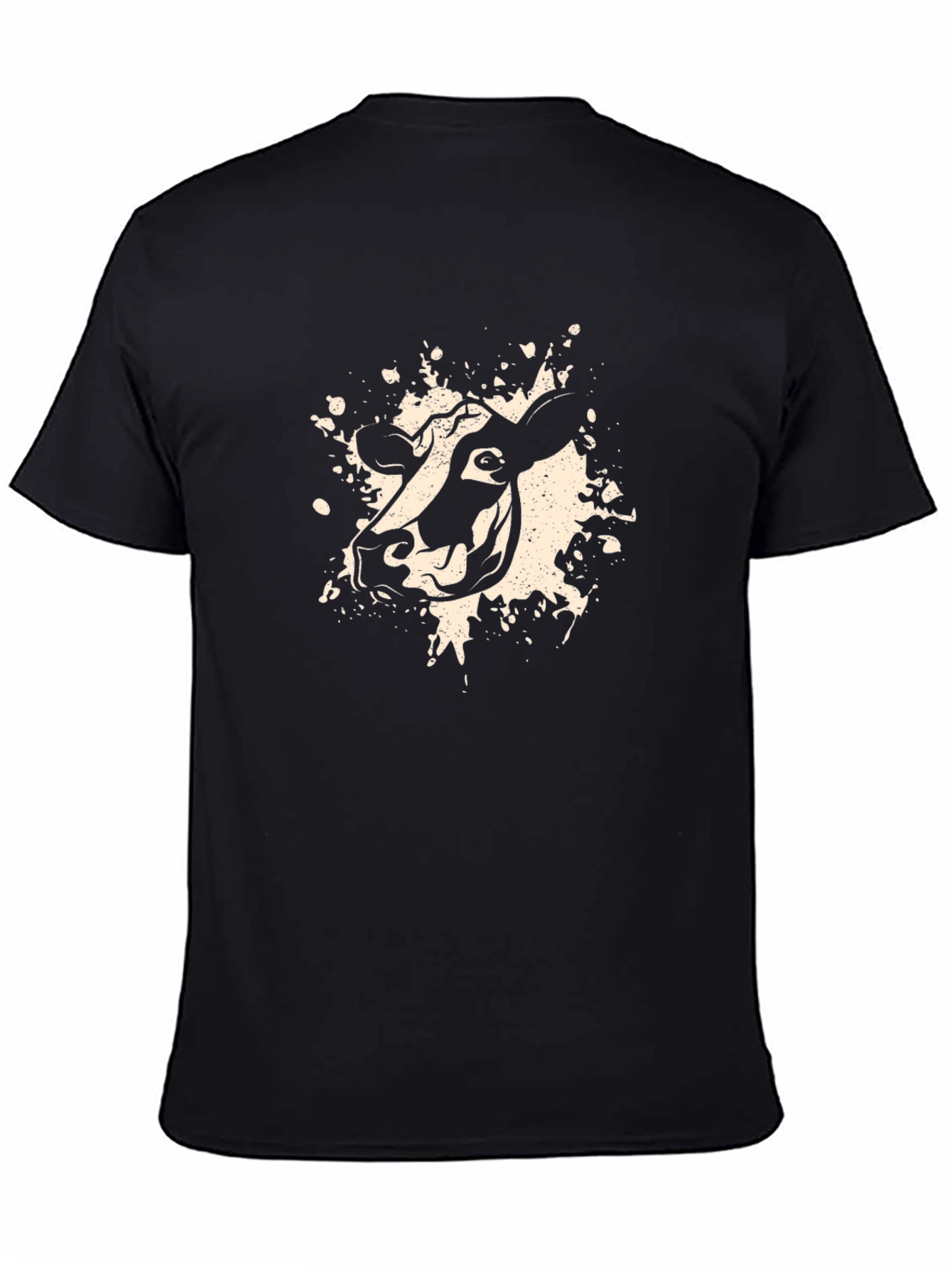 Black T-Shirt with Cow Graphic