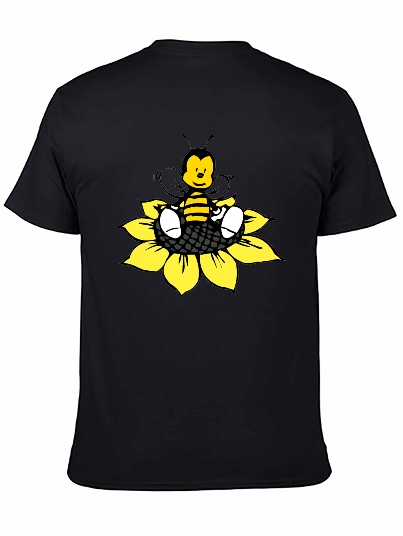 Cartoon Bee on Sunflower Graphic Tee