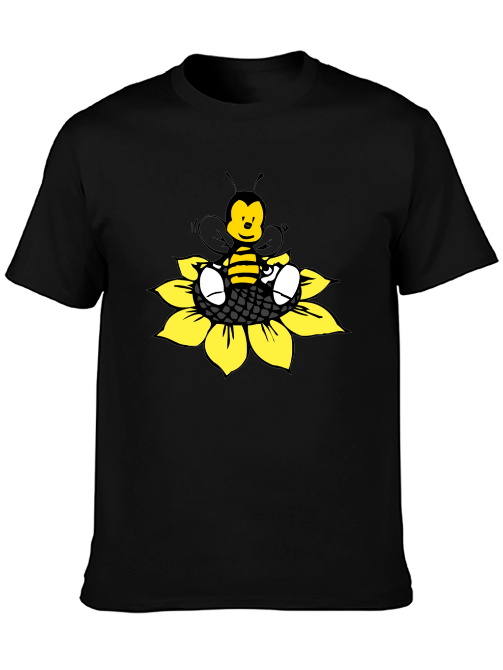Cartoon Bee on Sunflower Graphic Tee
