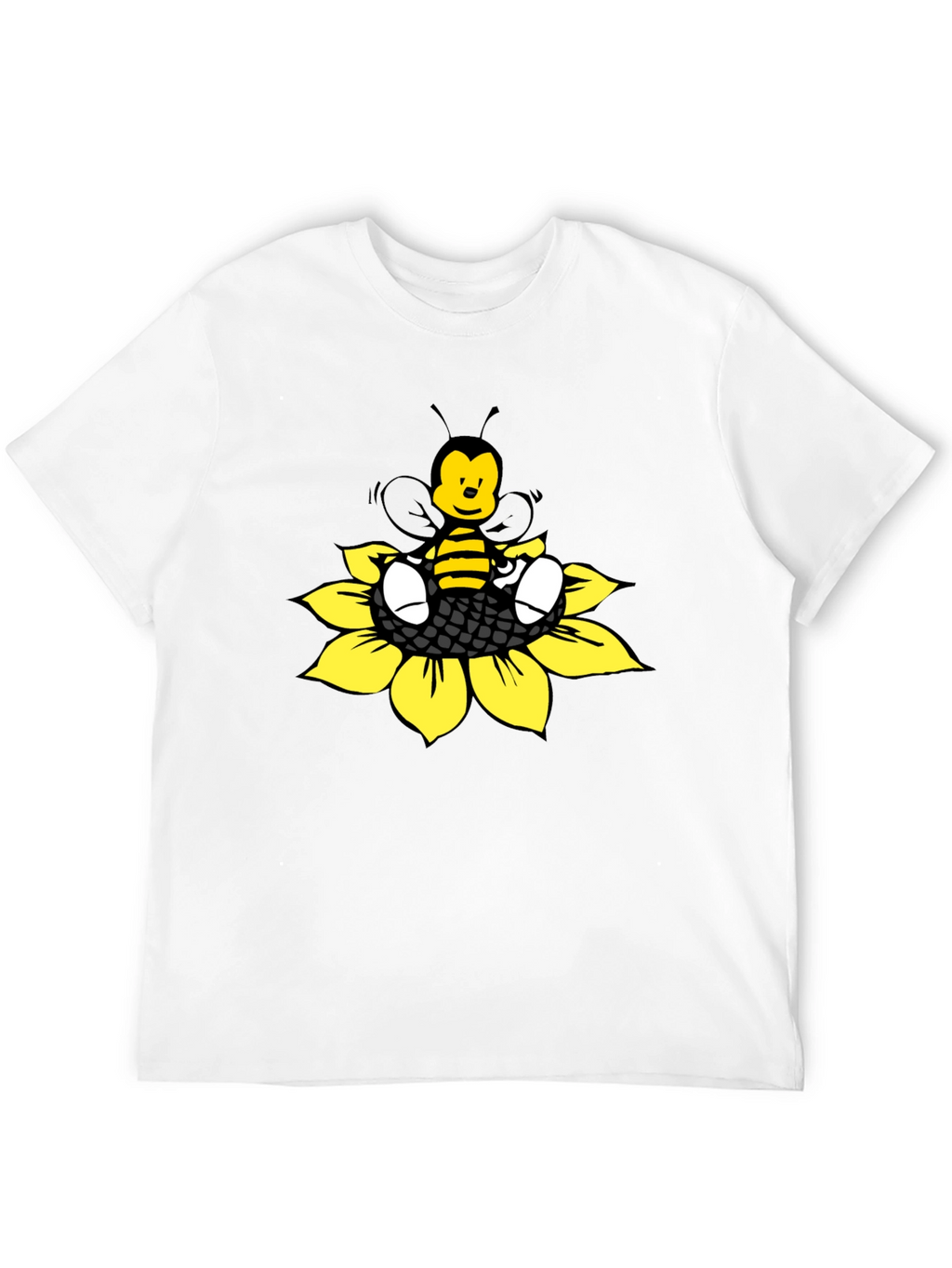 Cartoon Bee on Sunflower Graphic Tee