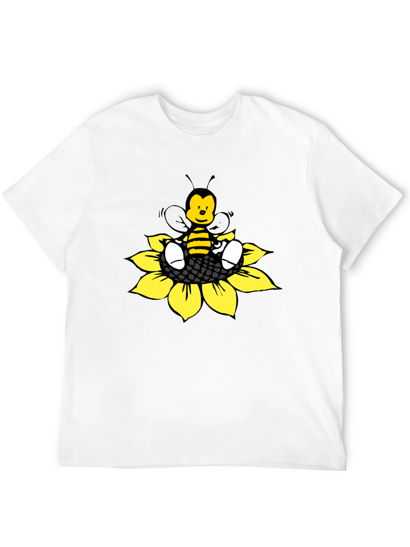 Cartoon Bee on Sunflower Graphic Tee