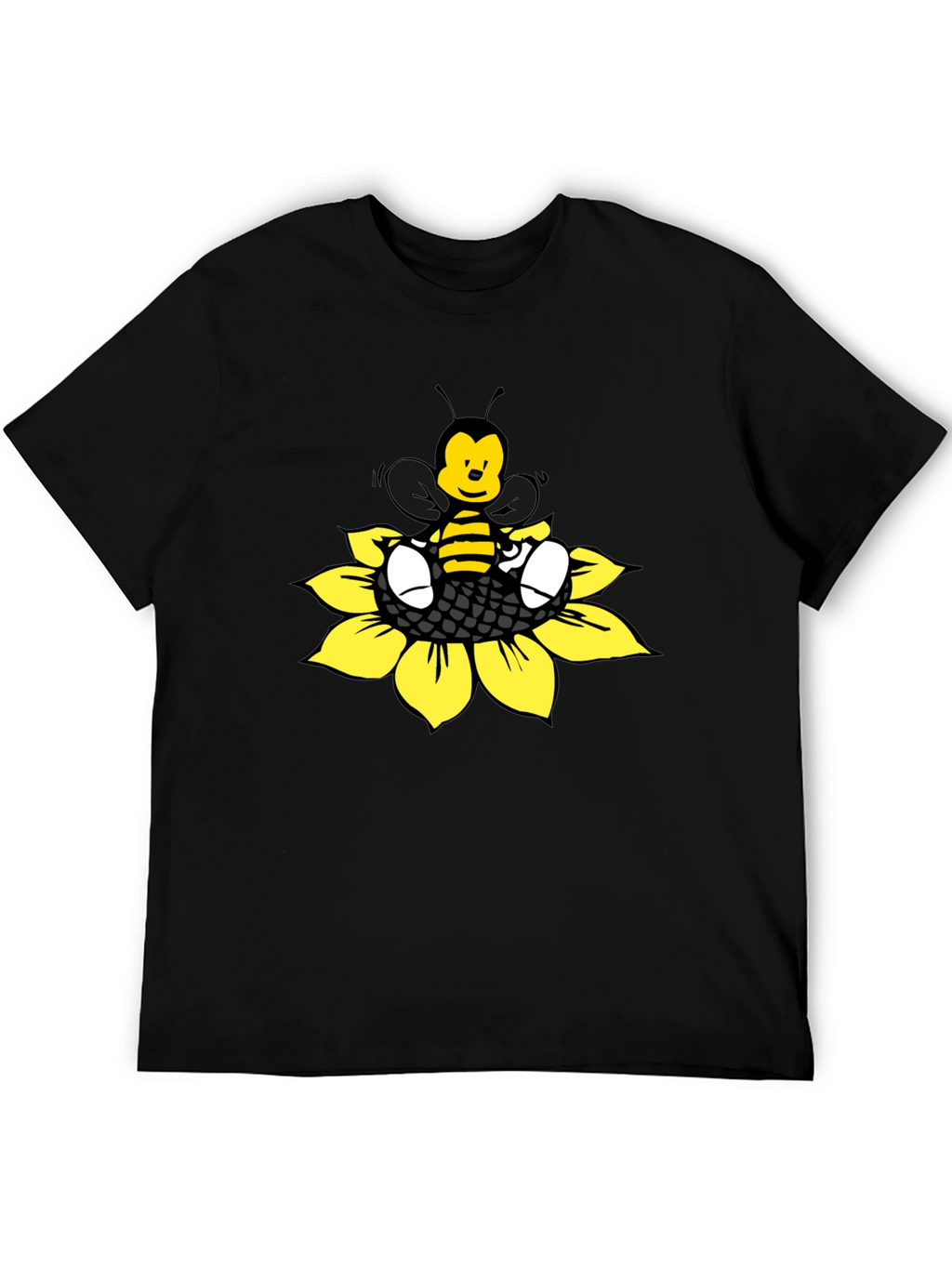 Cartoon Bee on Sunflower Graphic Tee