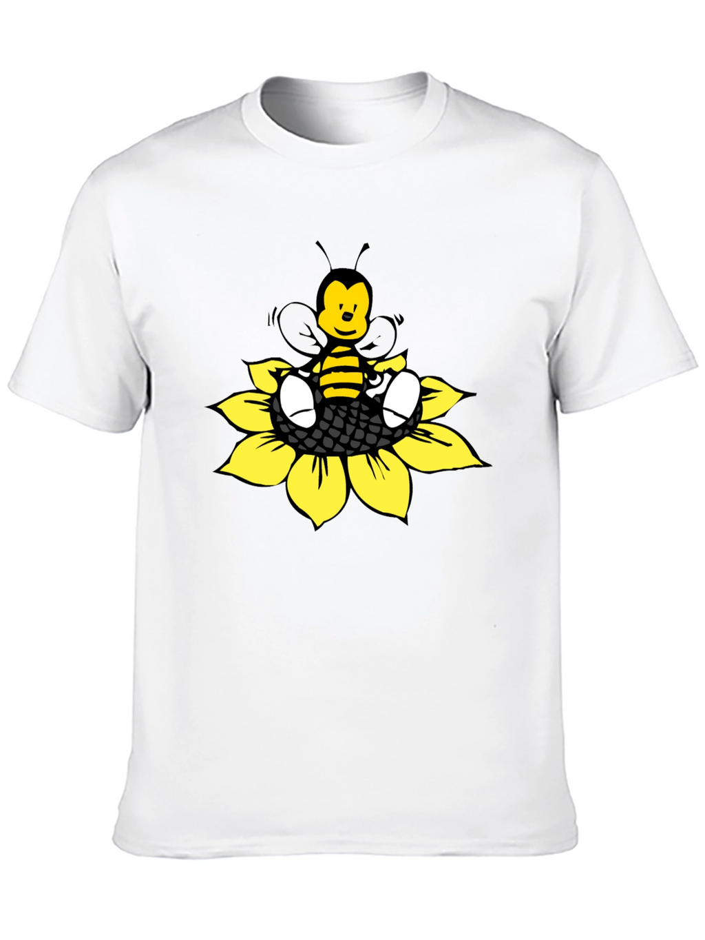 Cartoon Bee on Sunflower Graphic Tee