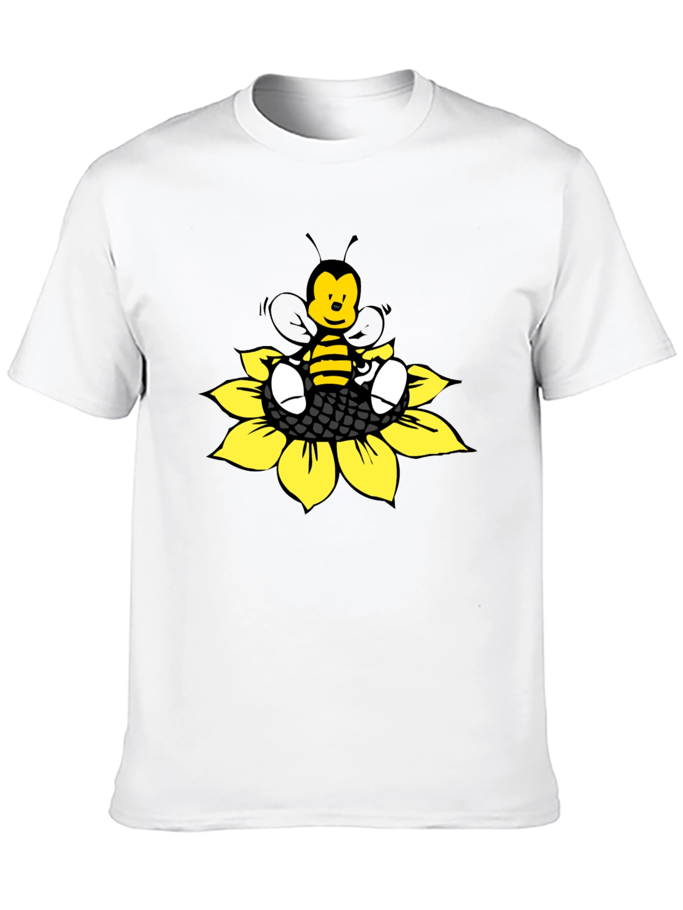 Cartoon Bee on Sunflower Graphic Tee