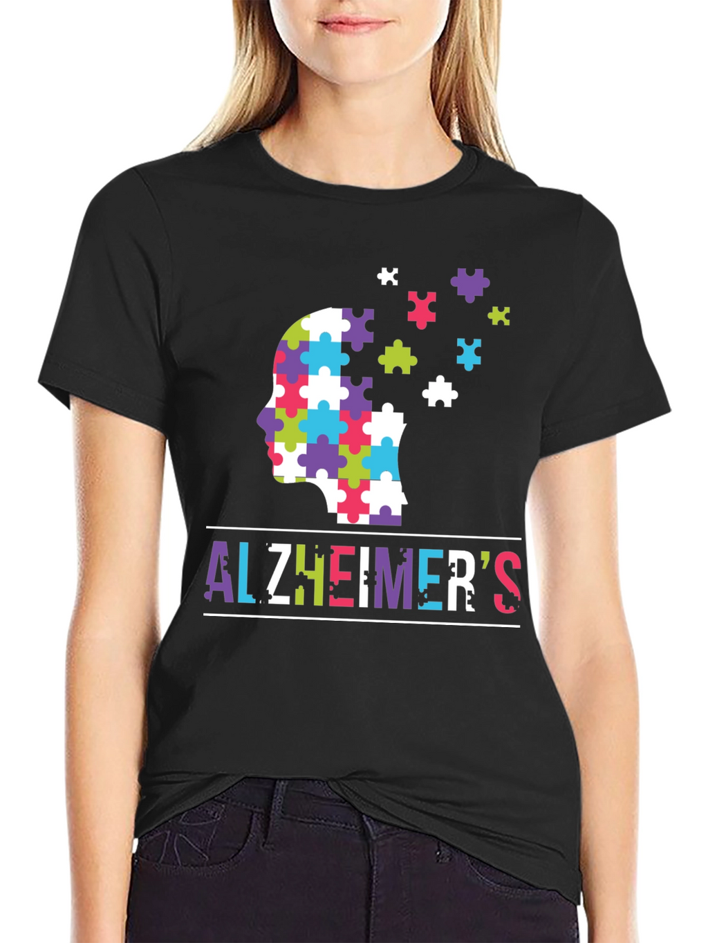 Alzheimers Awareness Puzzle Piece Brain T-Shirt