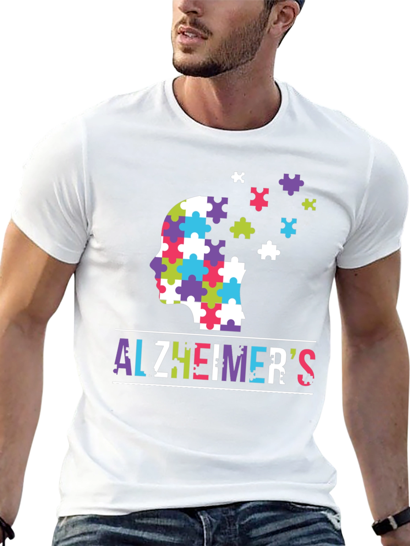 Alzheimers Awareness Puzzle Piece Brain T-Shirt