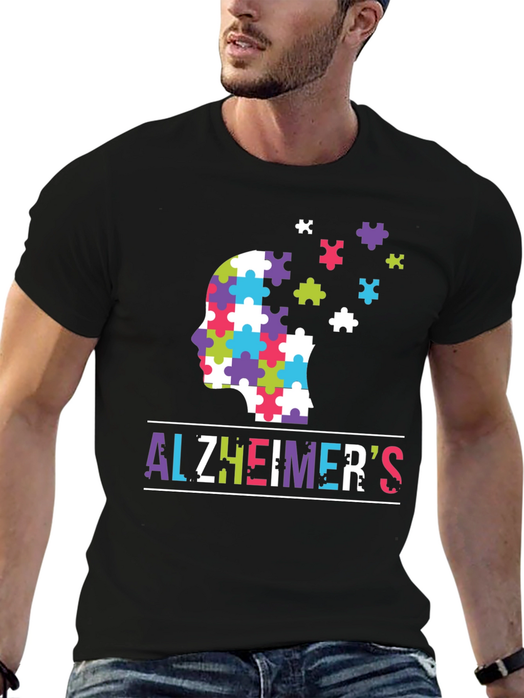 Alzheimers Awareness Puzzle Piece Brain T-Shirt