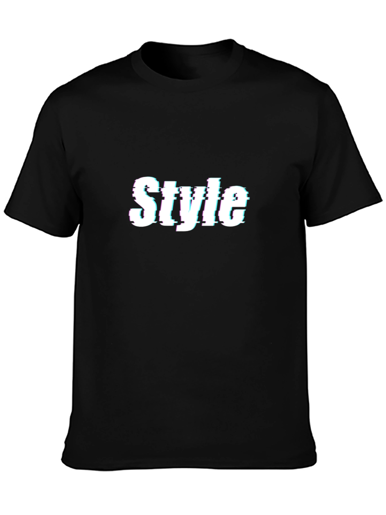 Stylish Glitch Style Black T-Shirt