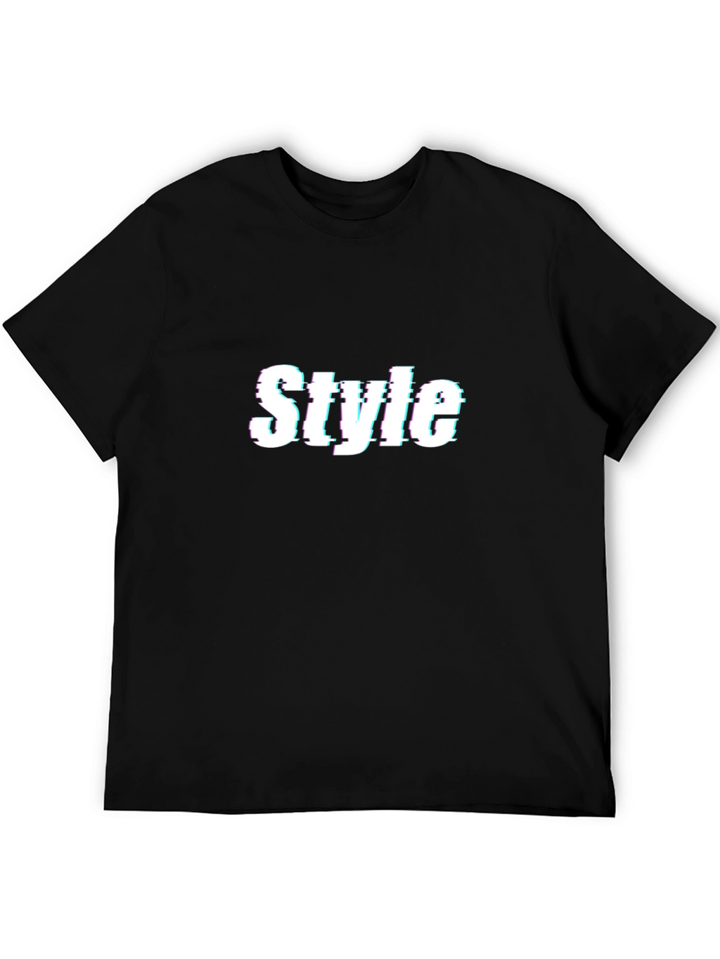 Stylish Glitch Style Black T-Shirt