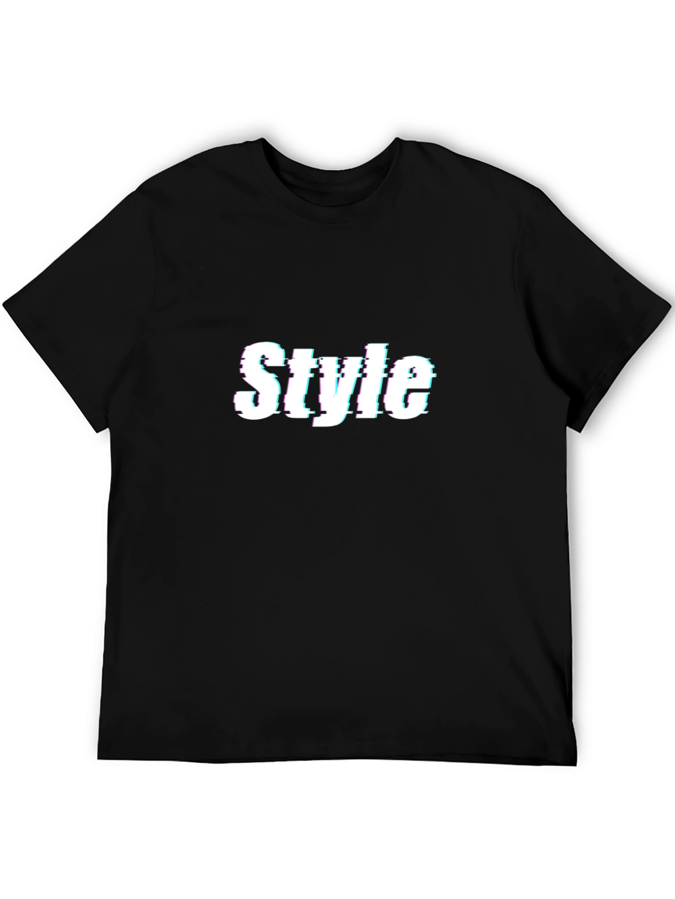 Stylish Glitch Style Black T-Shirt