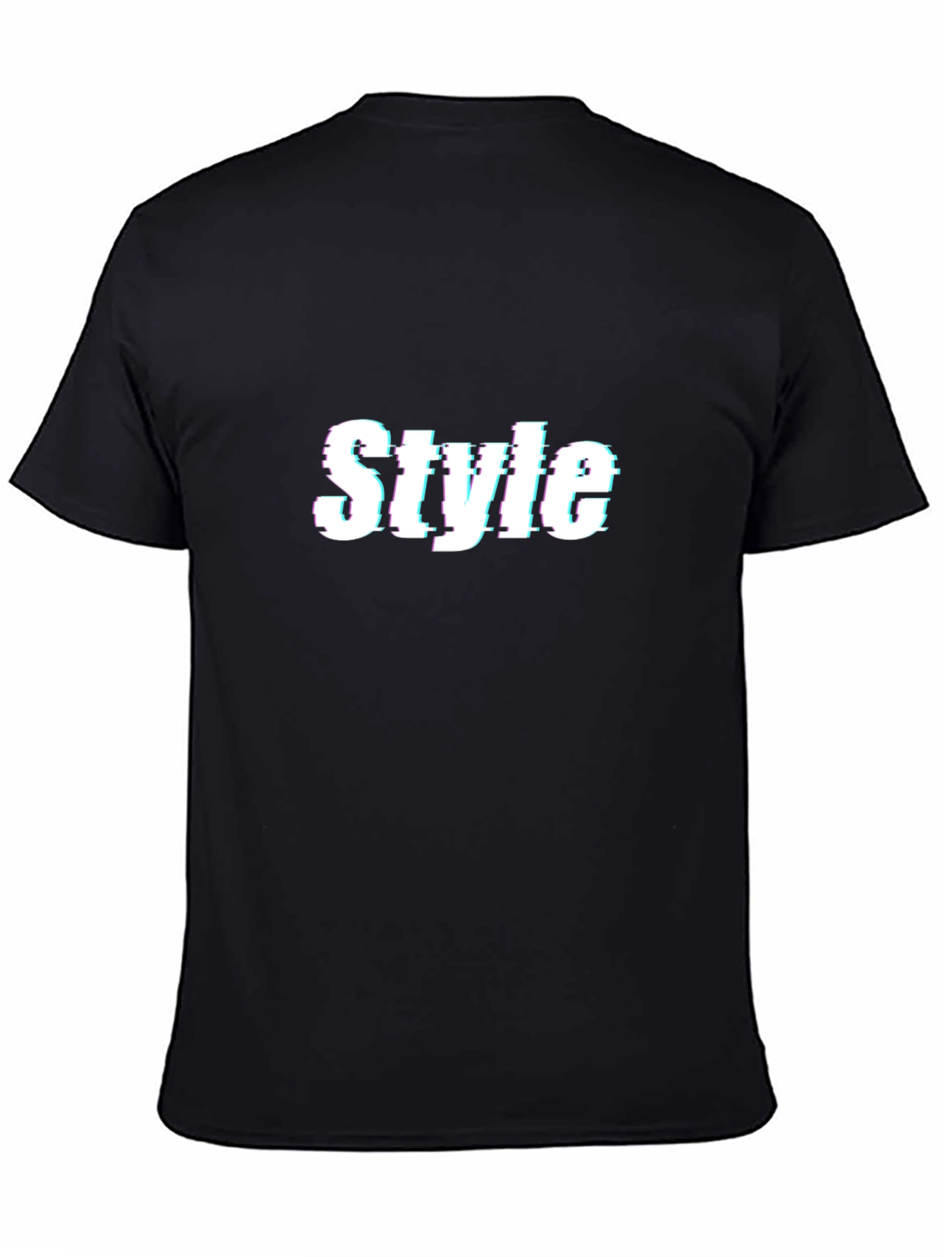 Stylish Glitch Style Black T-Shirt