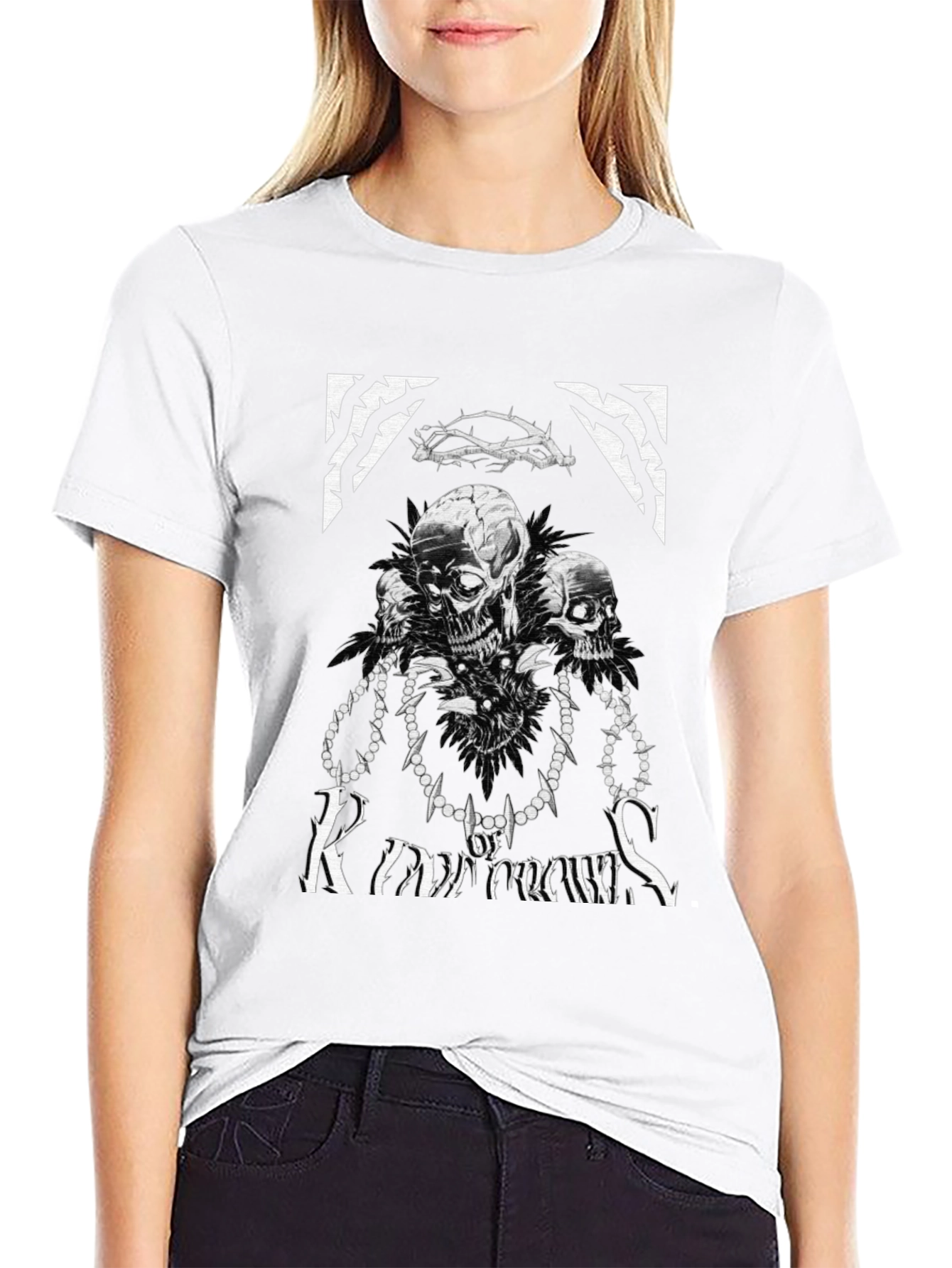 Skull Crown Graphic Tee - Dark Aesthetic T-Shirt
