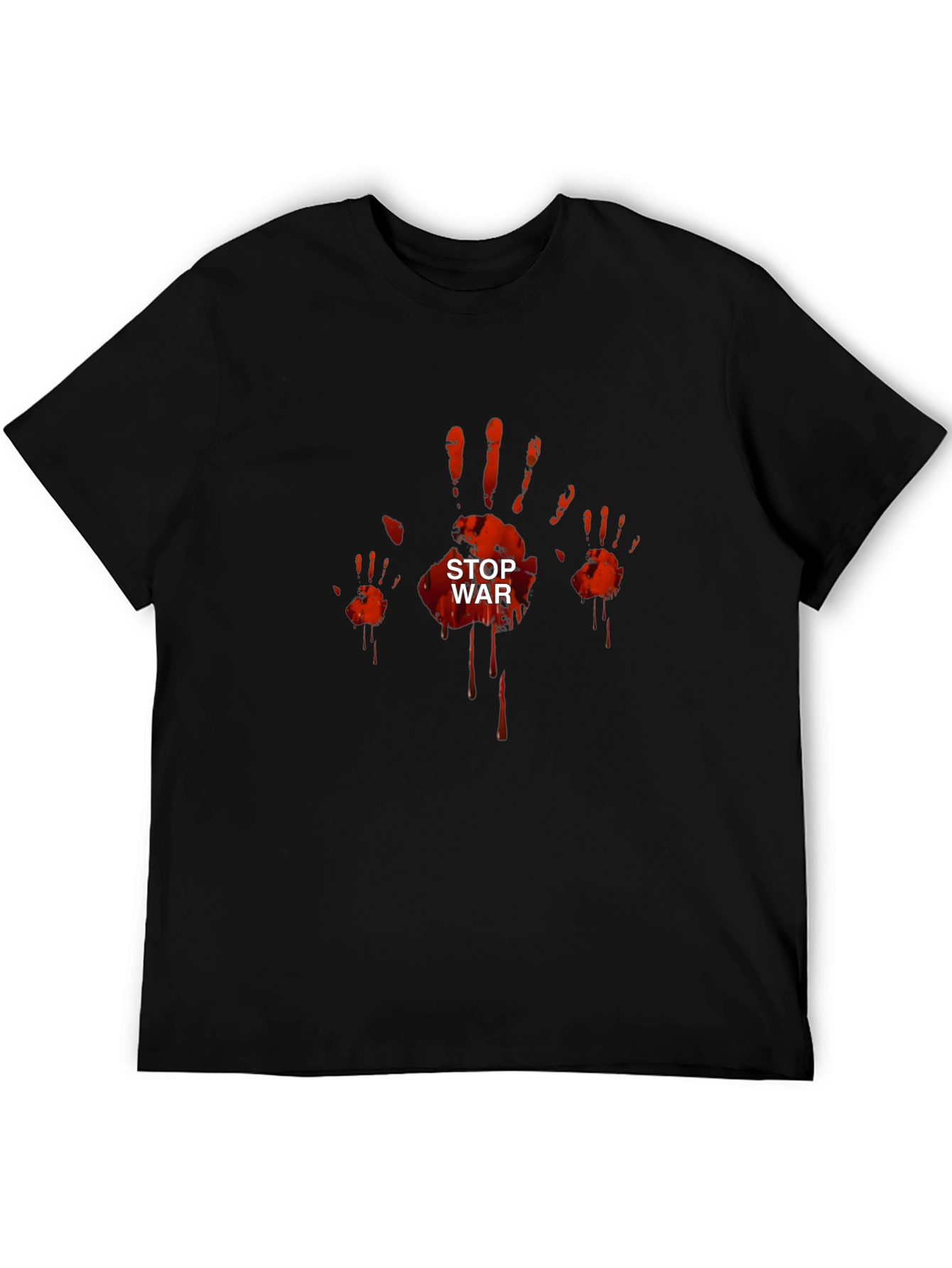 Stop War Graphic Tee - Bloody Handprint Design
