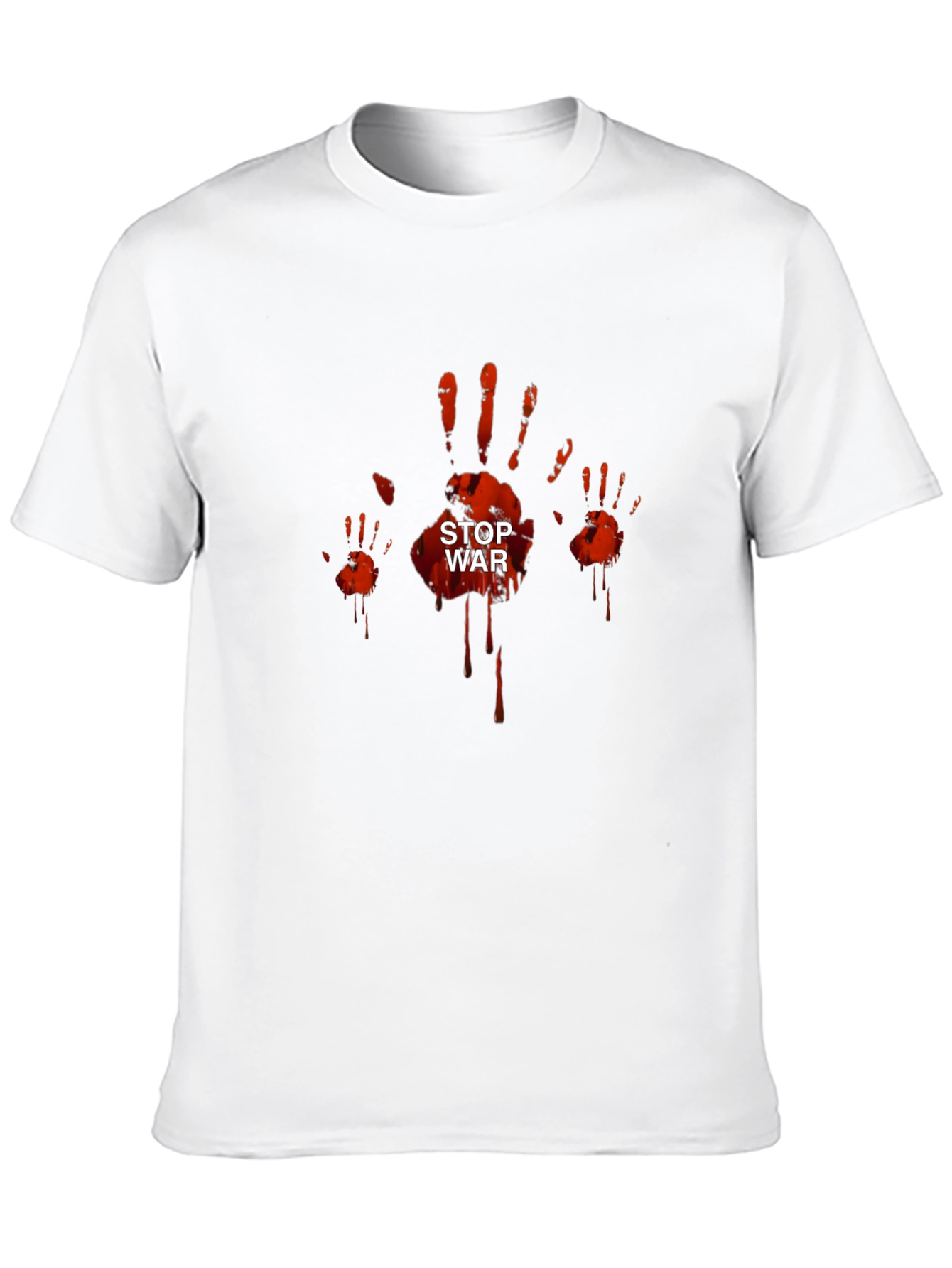 Stop War Graphic Tee - Bloody Handprint Design