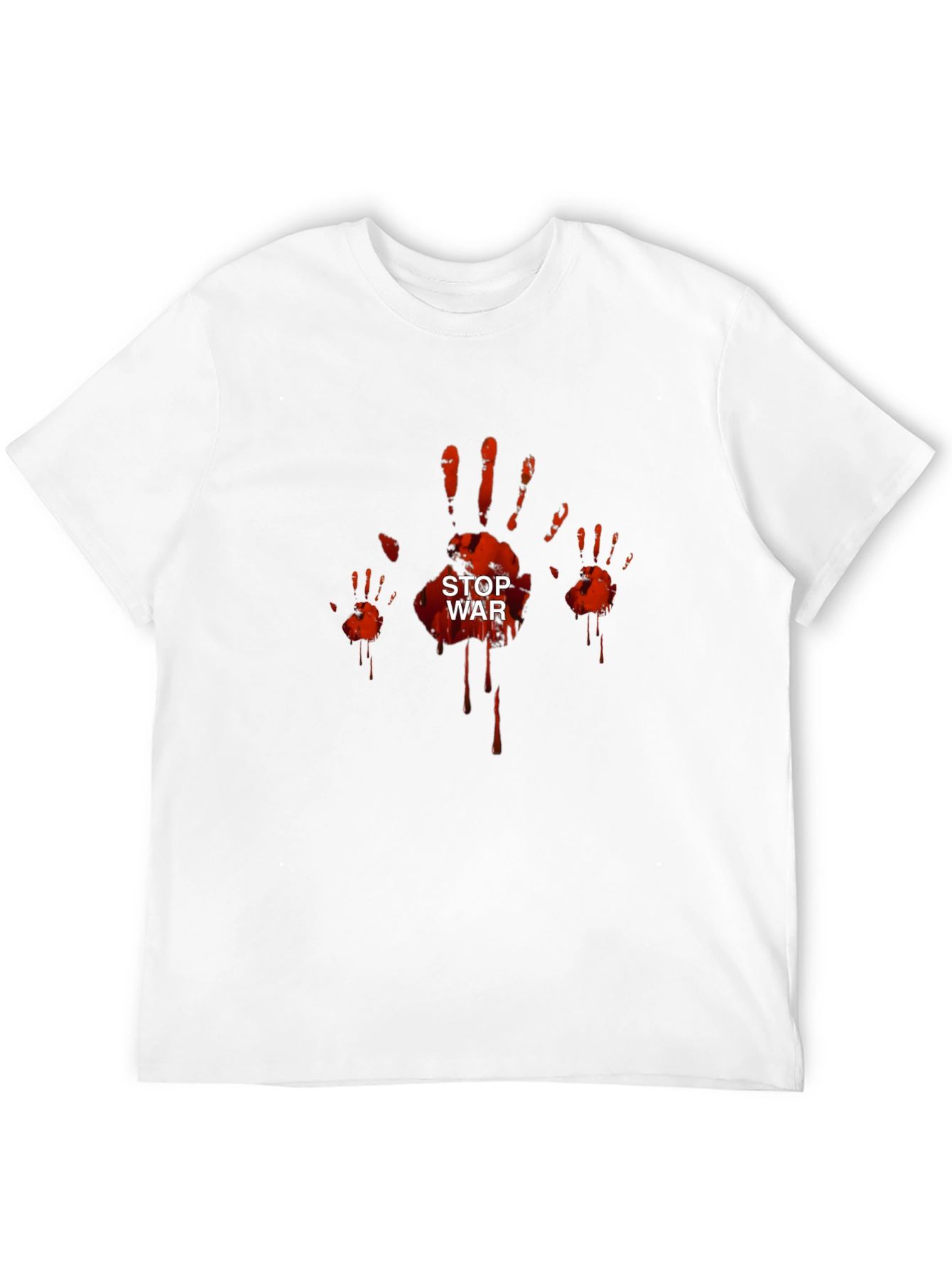 Stop War Graphic Tee - Bloody Handprint Design