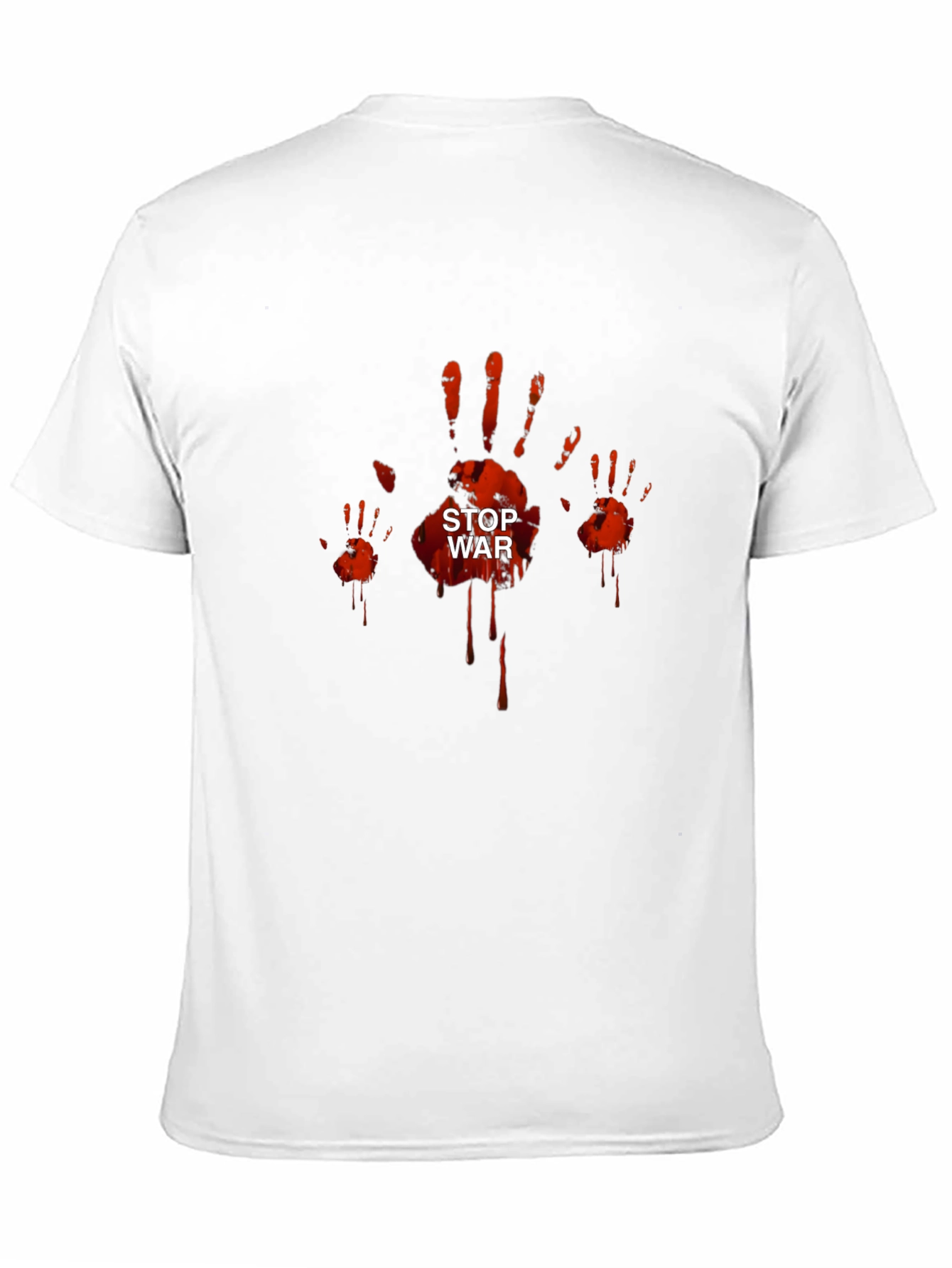Stop War Graphic Tee - Bloody Handprint Design