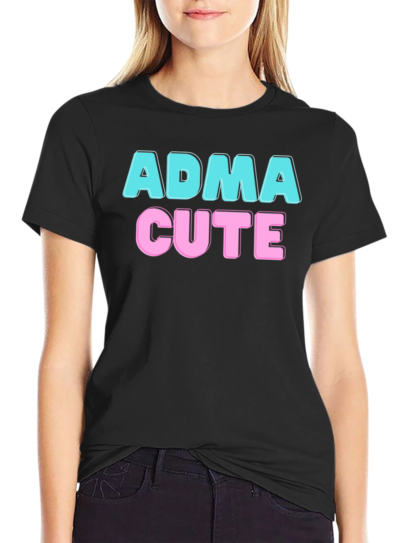 ADMA Cute Graphic Tee - Black T-Shirt