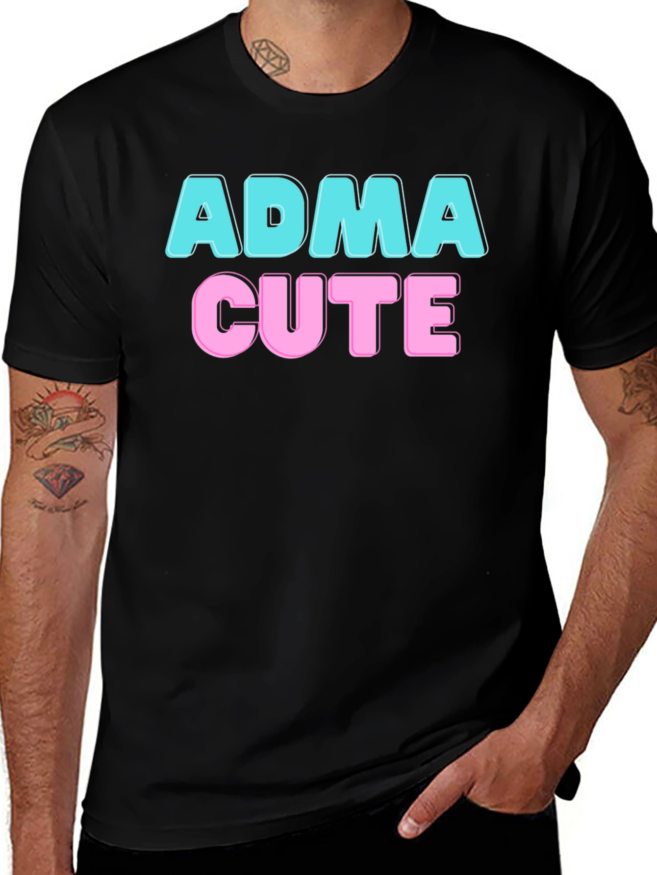 ADMA Cute Graphic Tee - Black T-Shirt