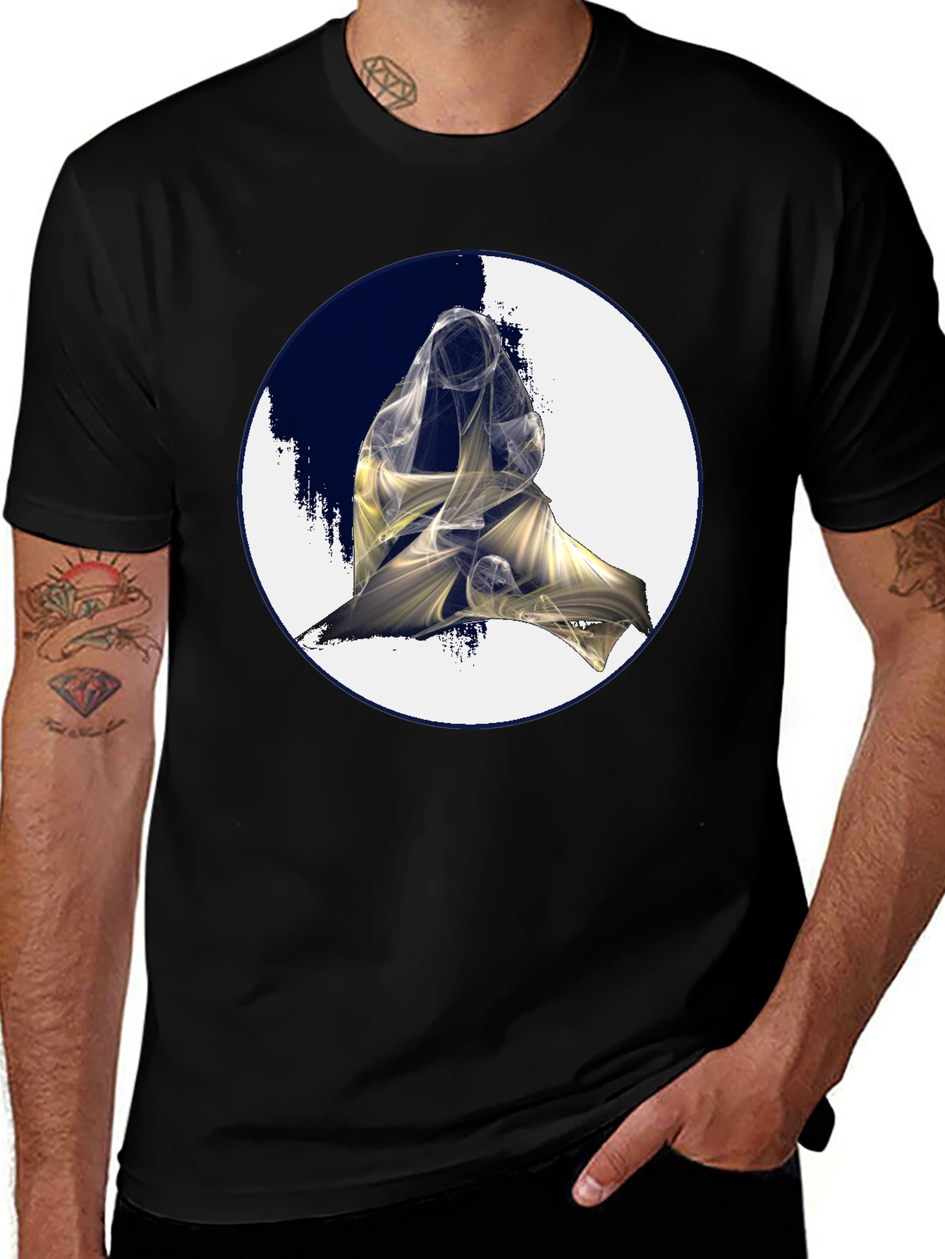 Abstract Figure Graphic Black Tee