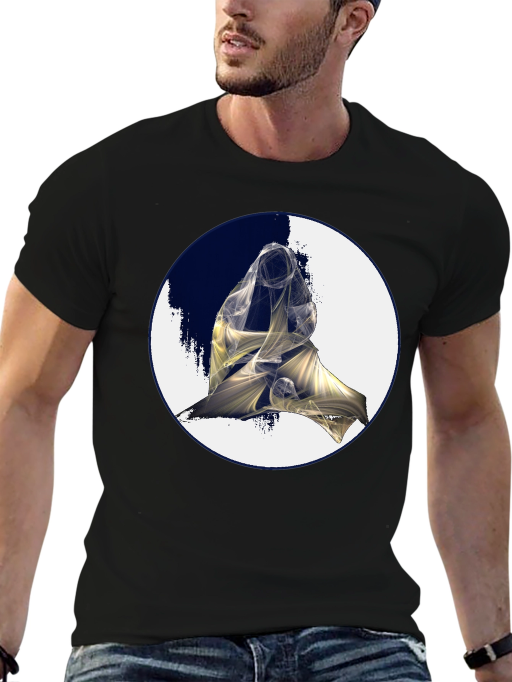 Abstract Figure Graphic Black Tee