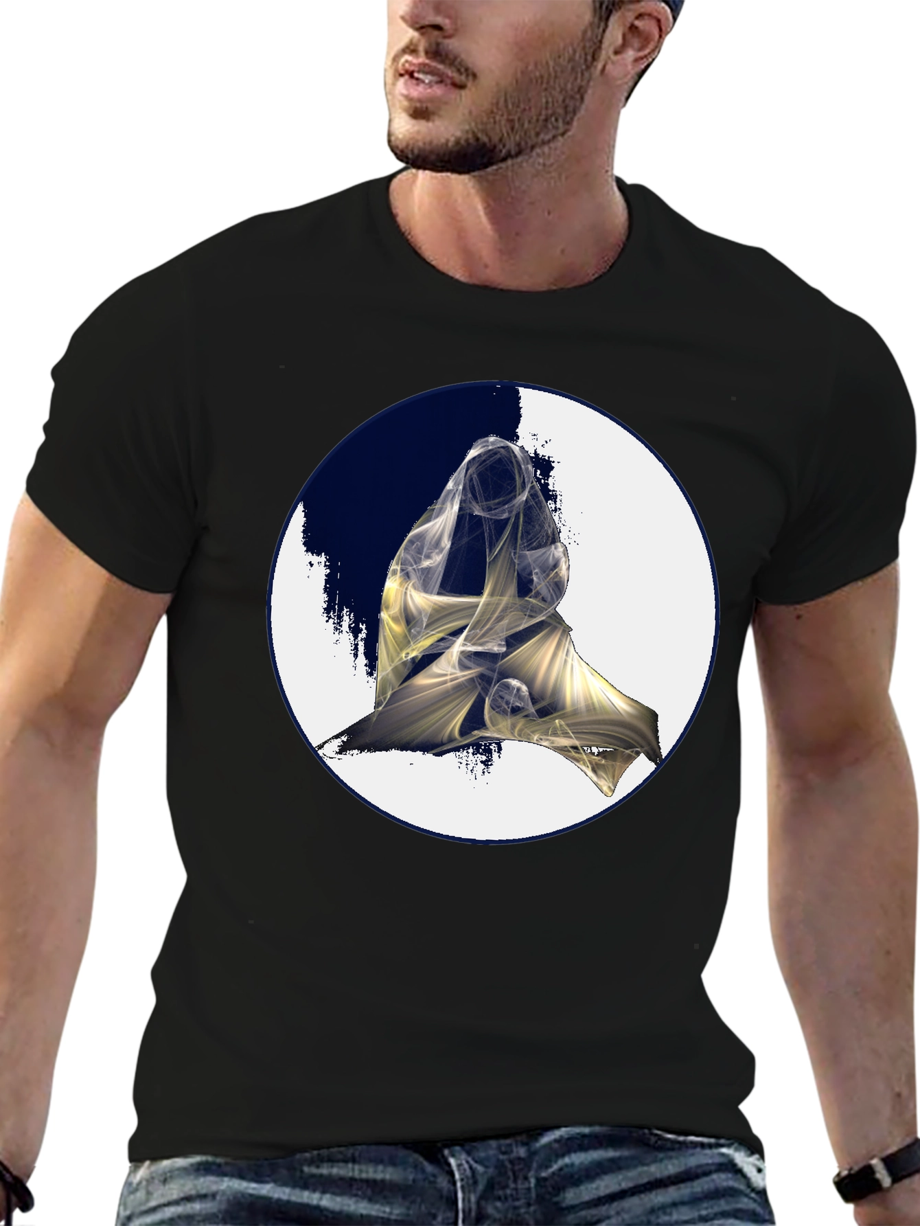 Abstract Figure Graphic Black Tee