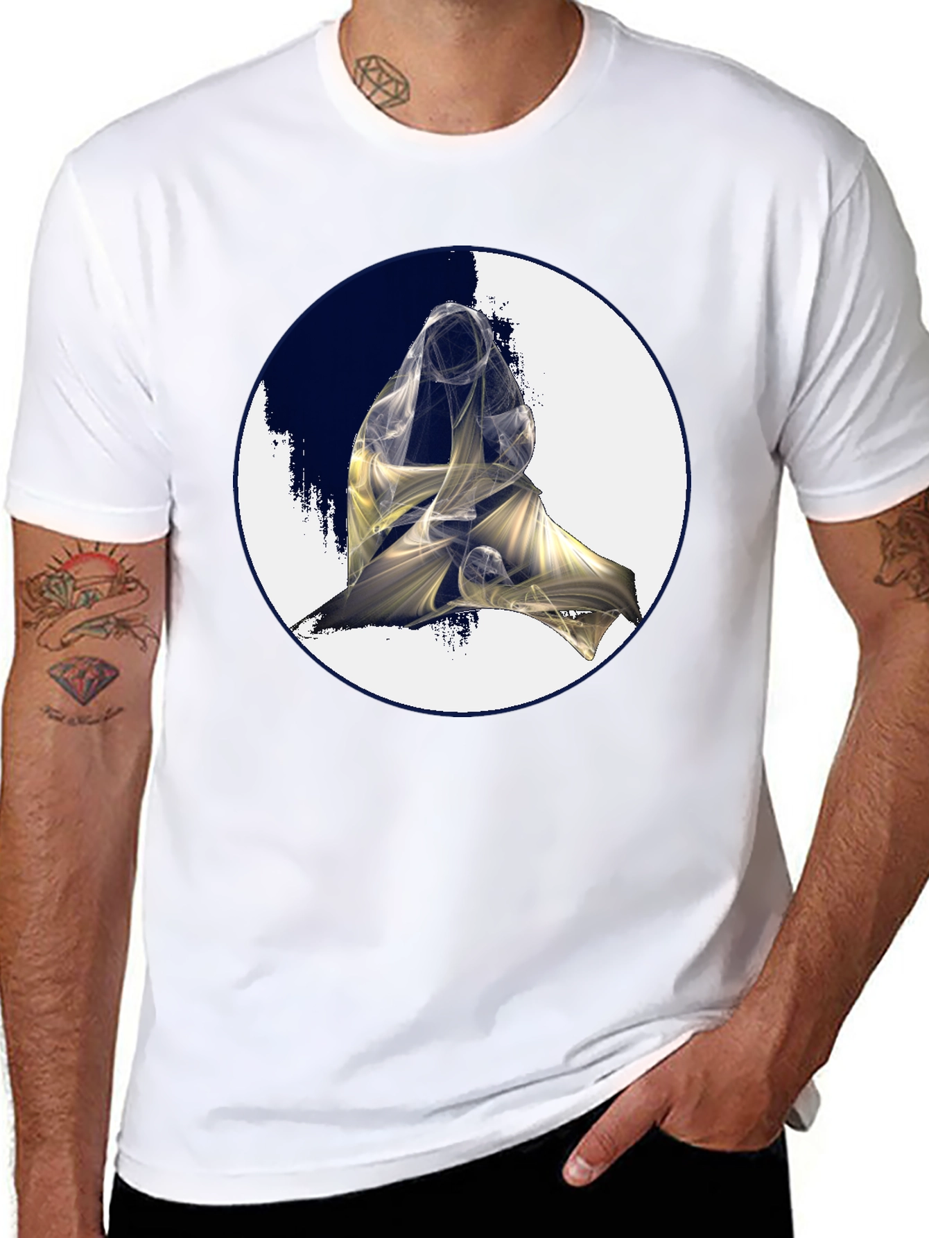 Abstract Figure Graphic Black Tee