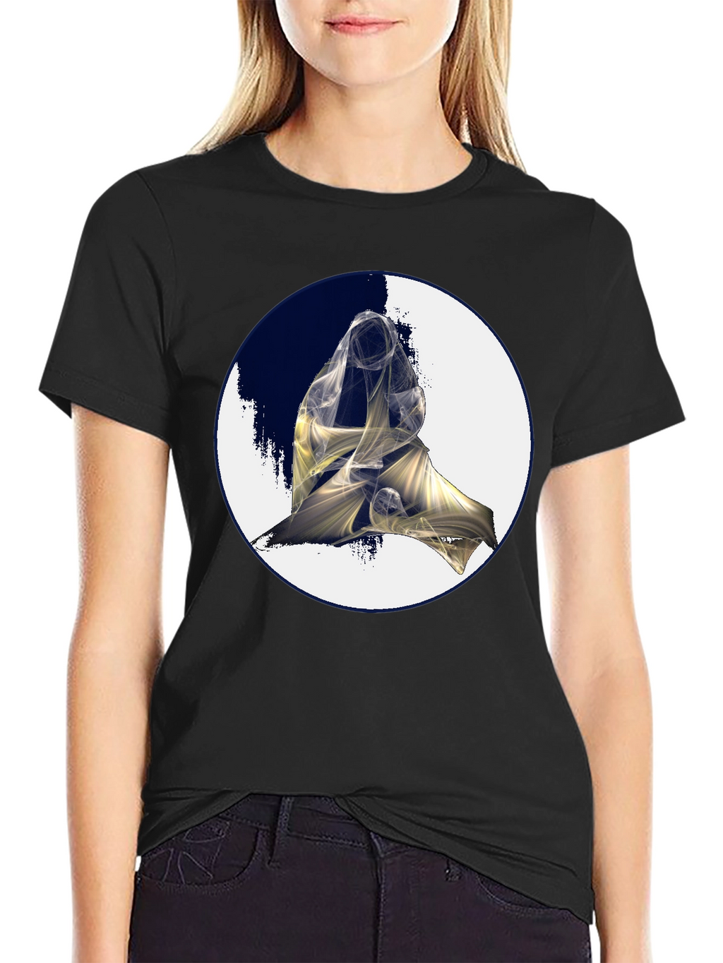 Abstract Figure Graphic Black Tee