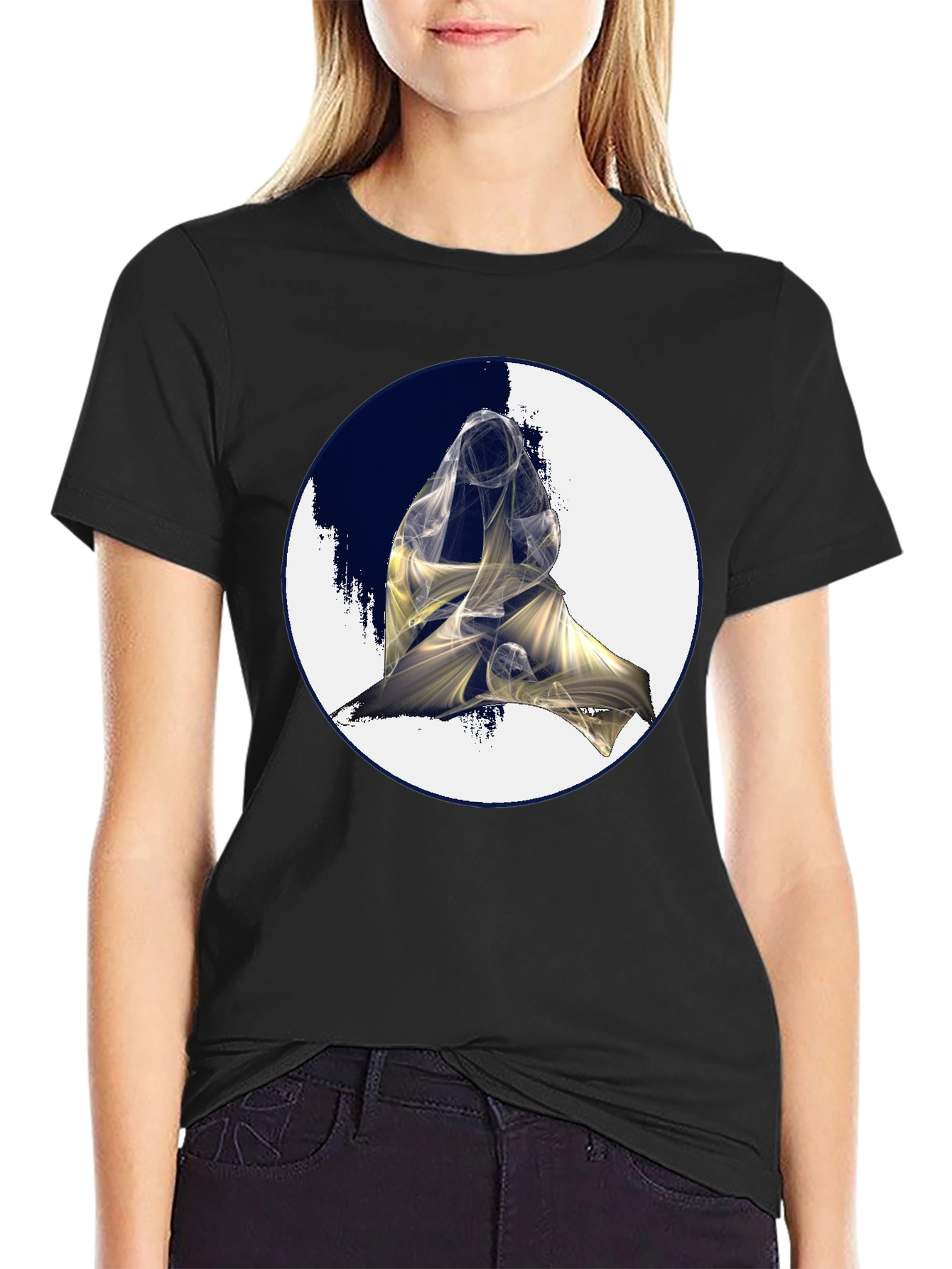 Abstract Figure Graphic Black Tee