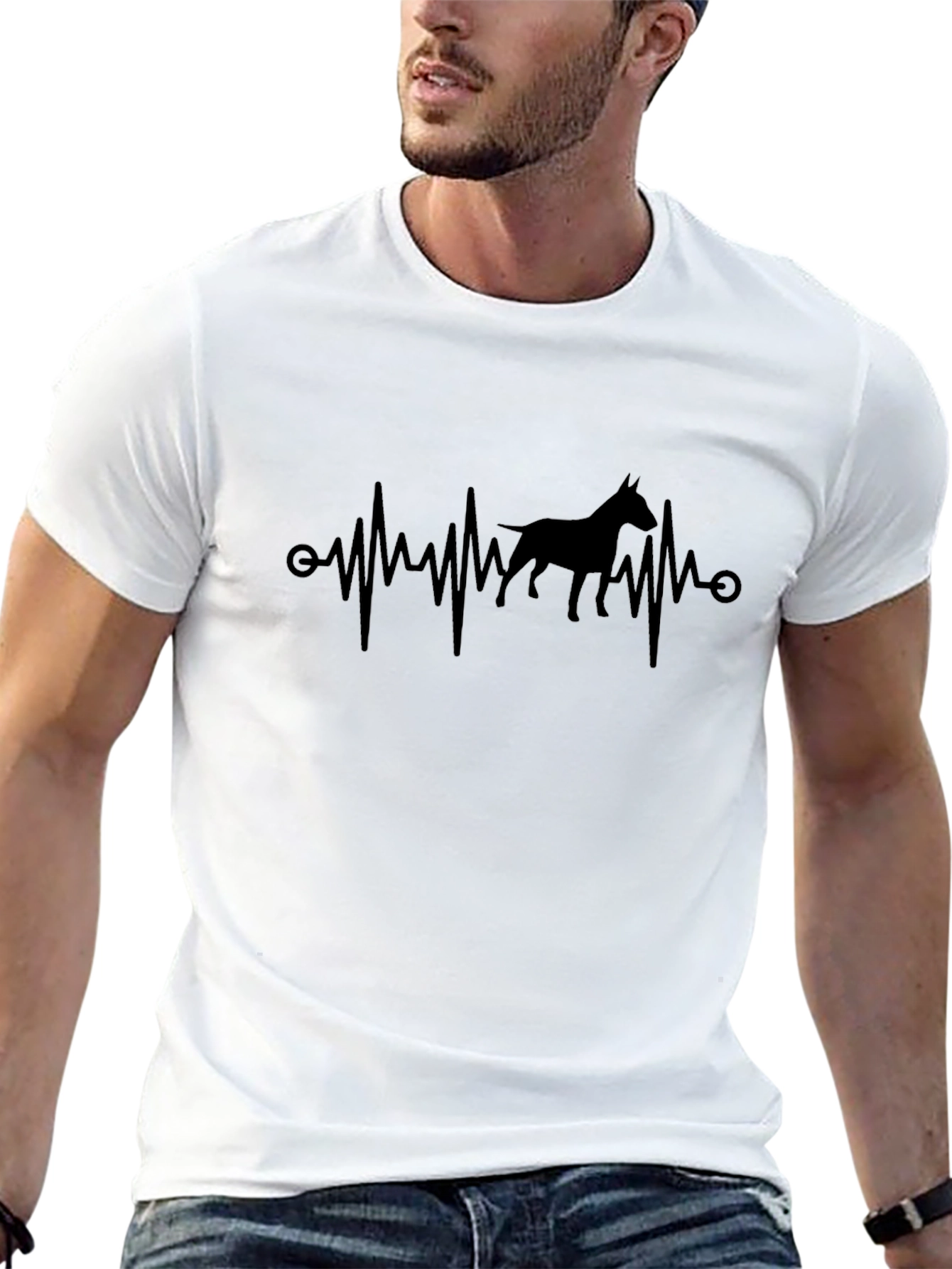 Dog Breed Heartbeat T-Shirt - Mens Black Tee