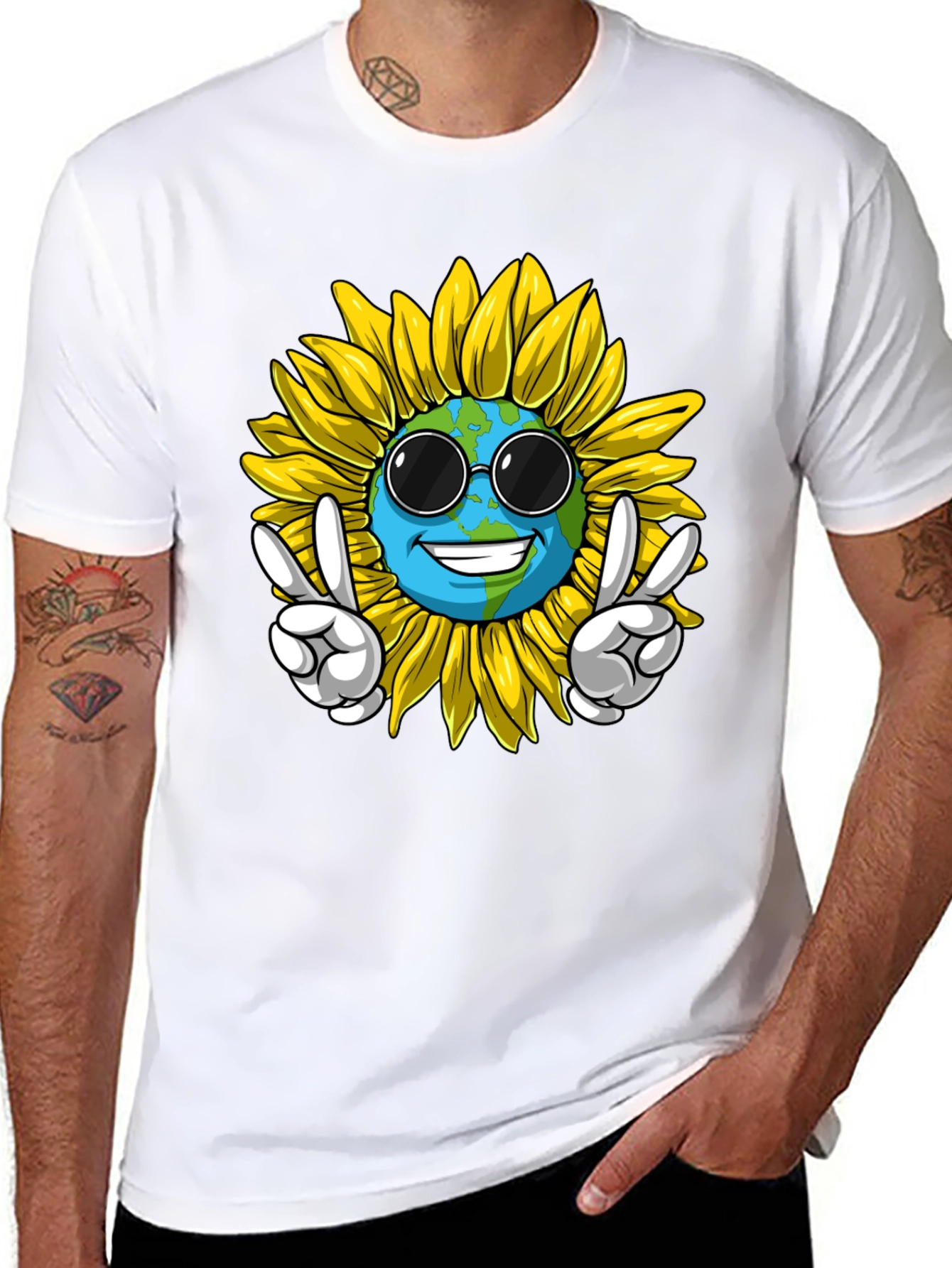 Earth Sunflower Graphic Tee - Peace & Style