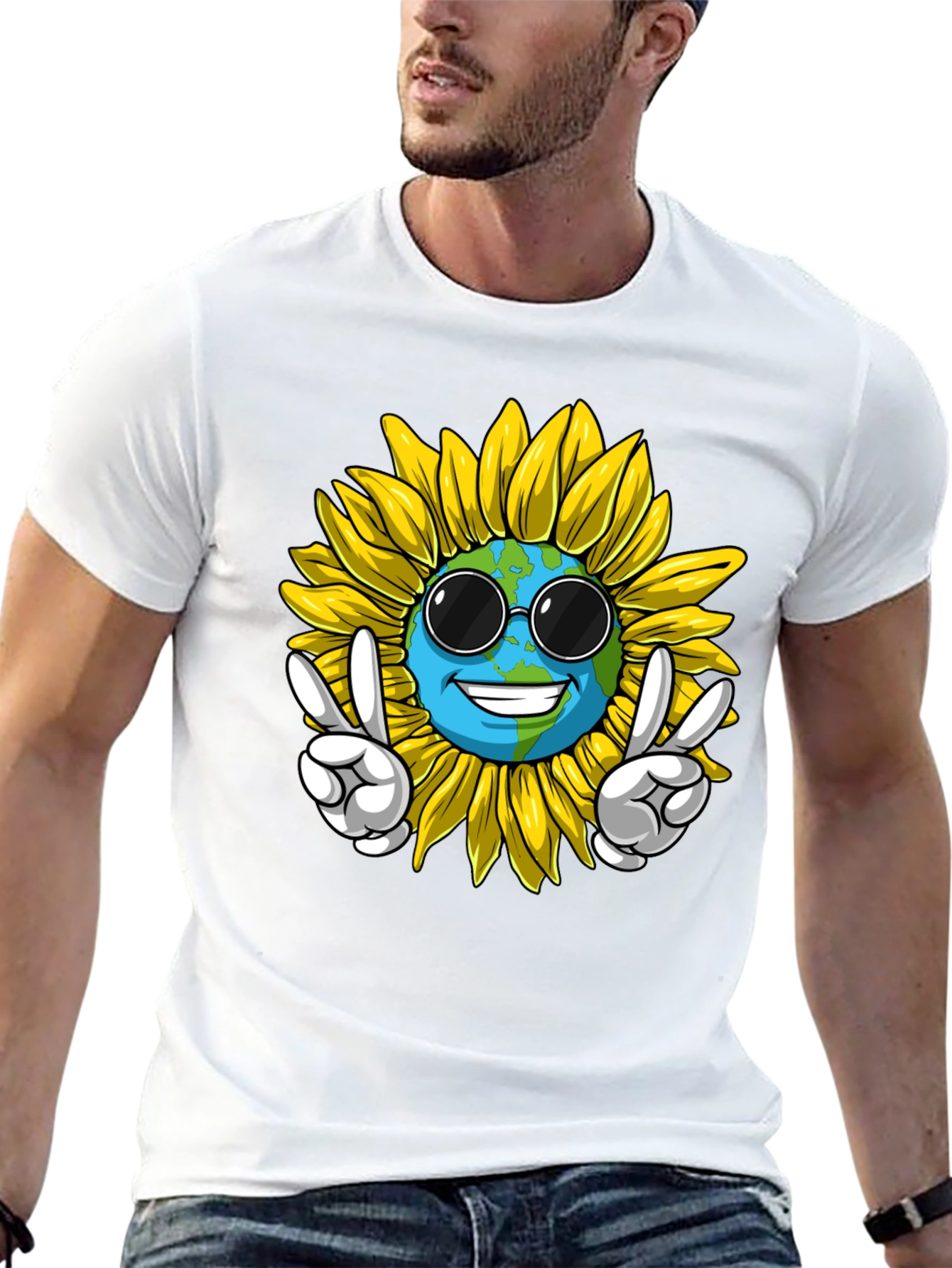 Earth Sunflower Graphic Tee - Peace & Style