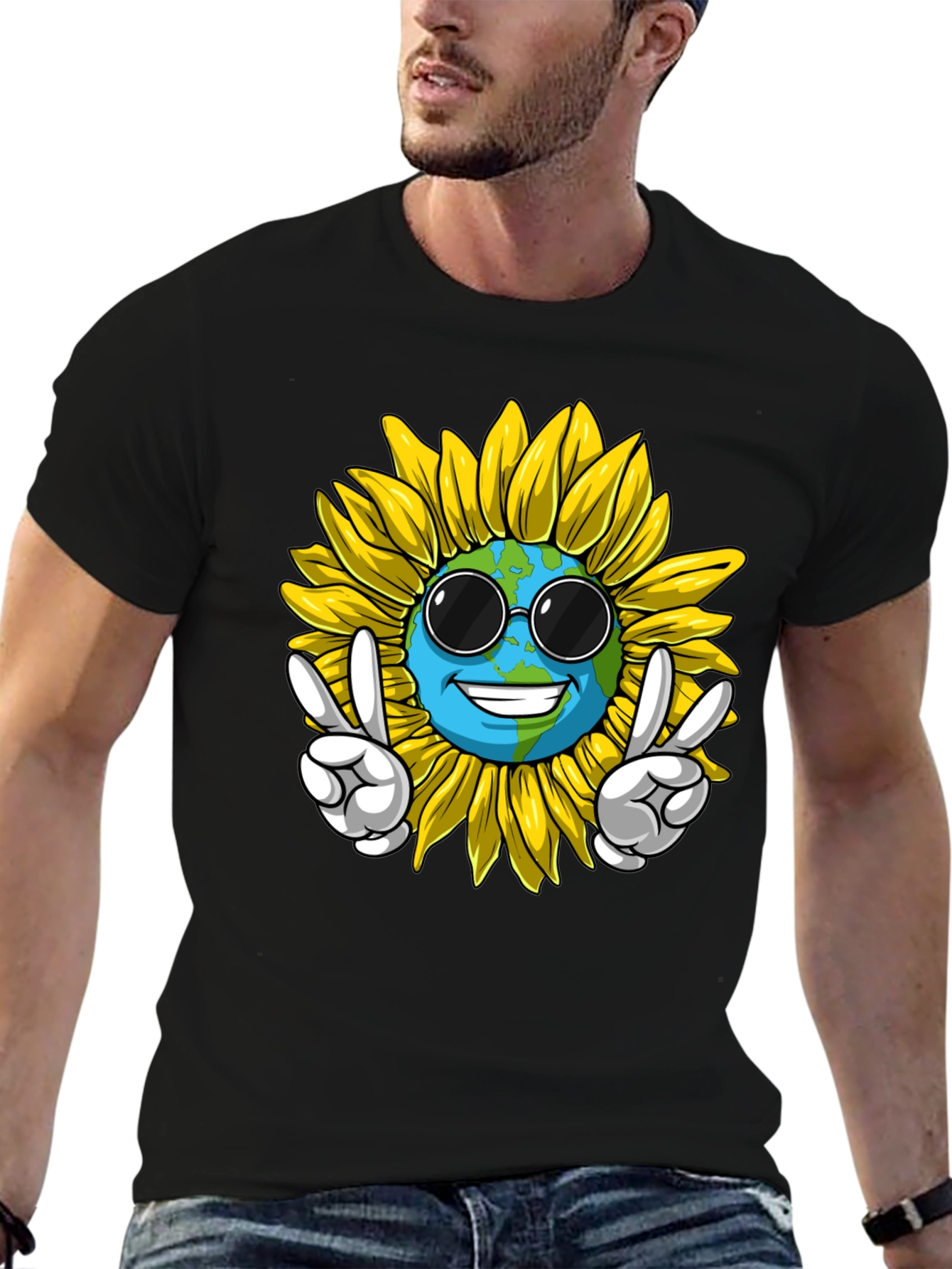 Earth Sunflower Graphic Tee - Peace & Style