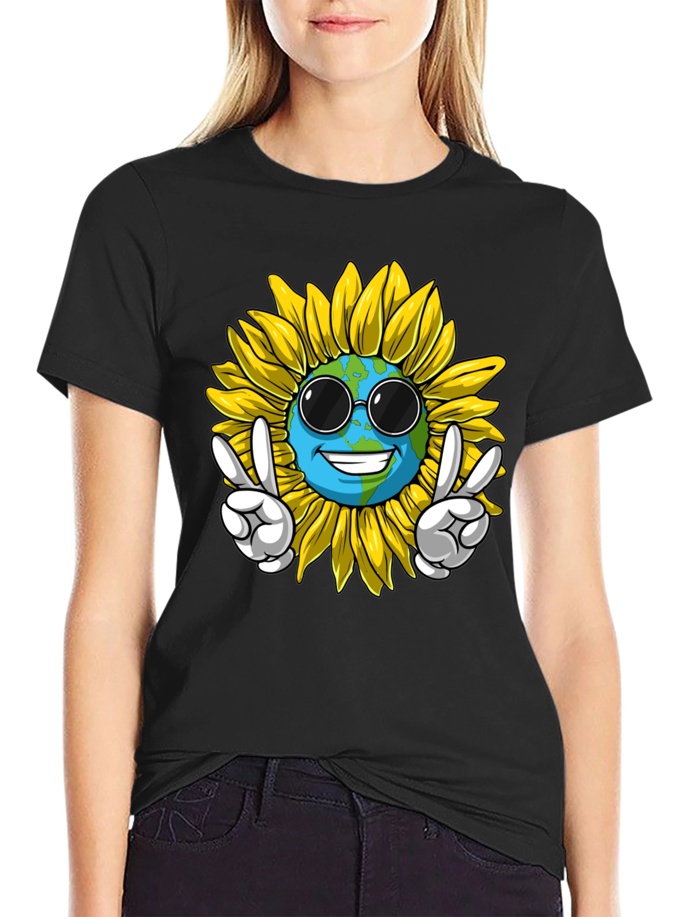 Earth Sunflower Graphic Tee - Peace & Style
