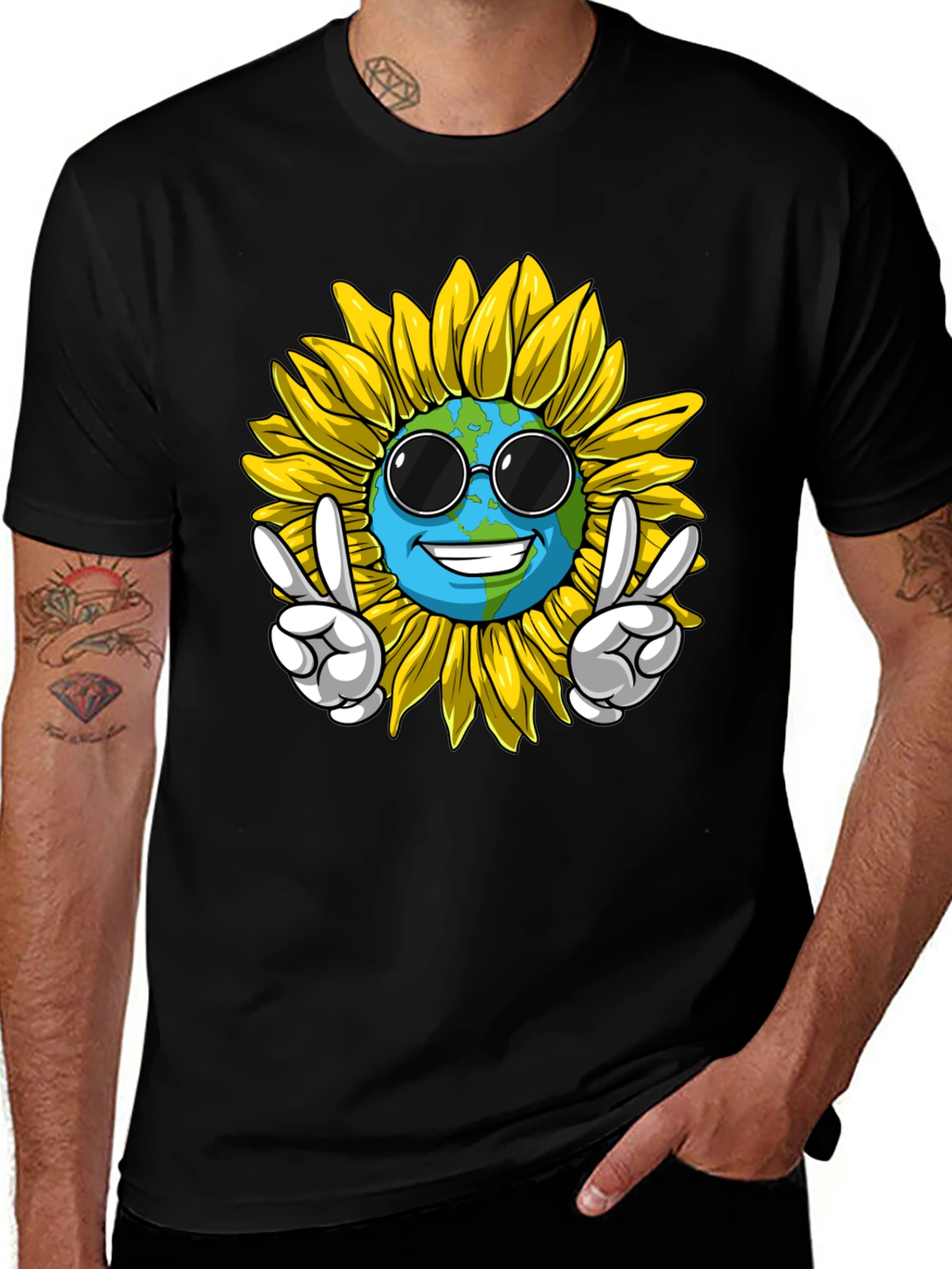 Earth Sunflower Graphic Tee - Peace & Style