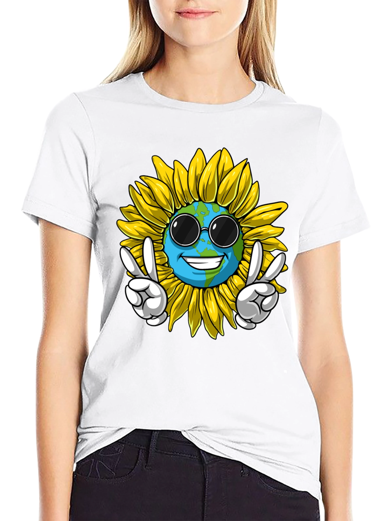Earth Sunflower Graphic Tee - Peace & Style
