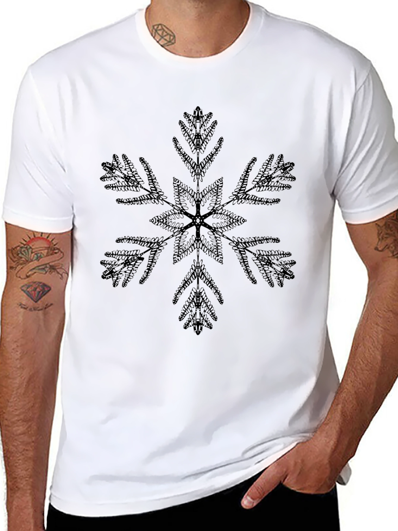 Black Snowflake Graphic Tee - Stylish Holiday Shirt
